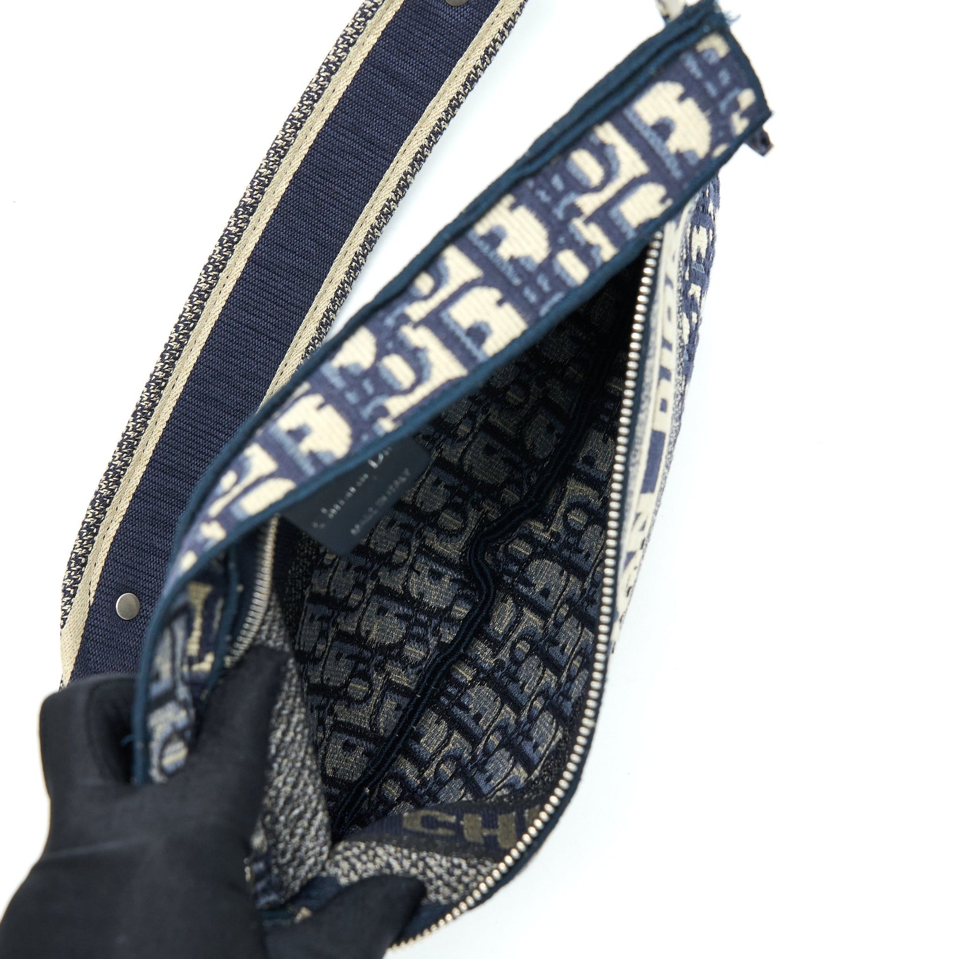 Dior Crossbody Messenger Purse Oblique Handbag Canvas Blue Crossbody Bag