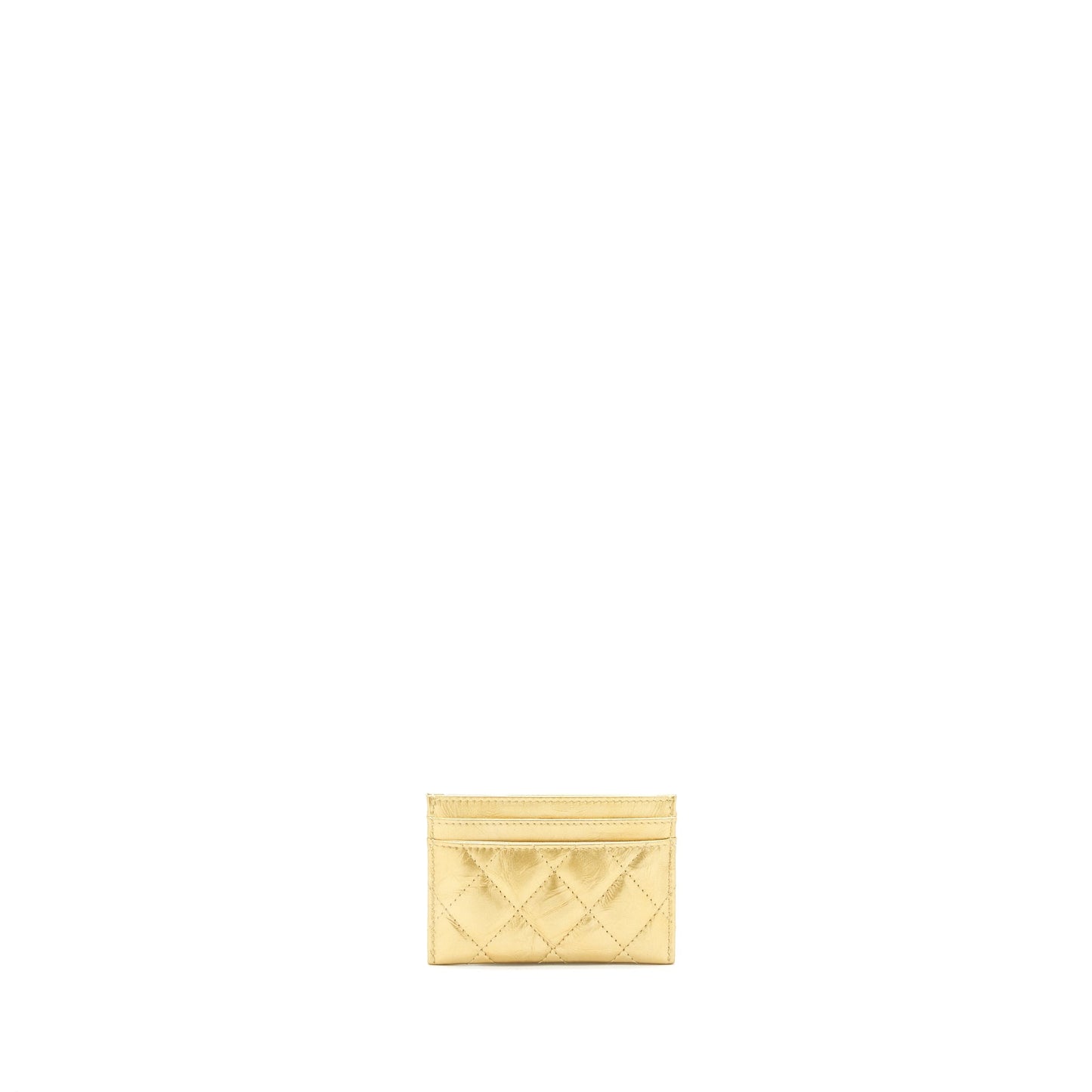 Chanel CC Logo Card Holder Lambskin Gold Wallet Case