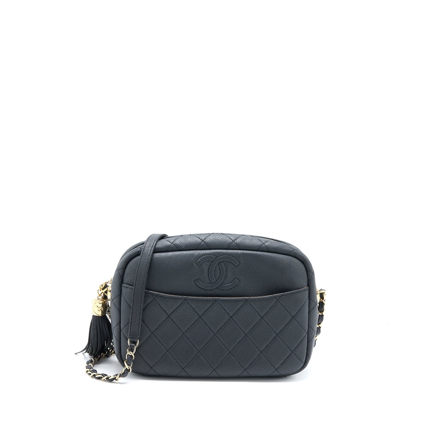 Chanel Camera Grained Calfskin Dark LGHW Grey Crossbody Bag