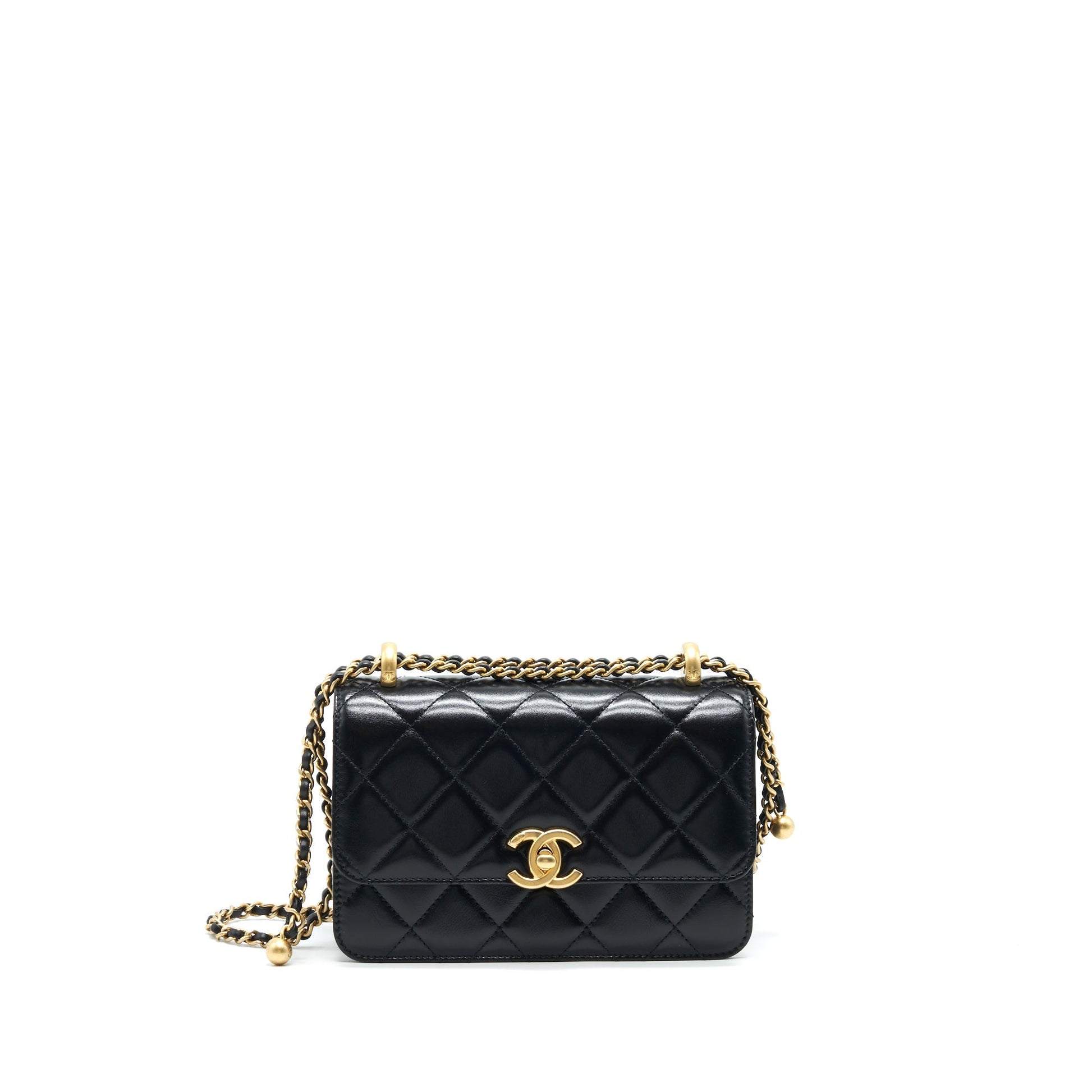 Chanel 21A Crush Flap Calfskin GHW Black Gold Shoulder Bag