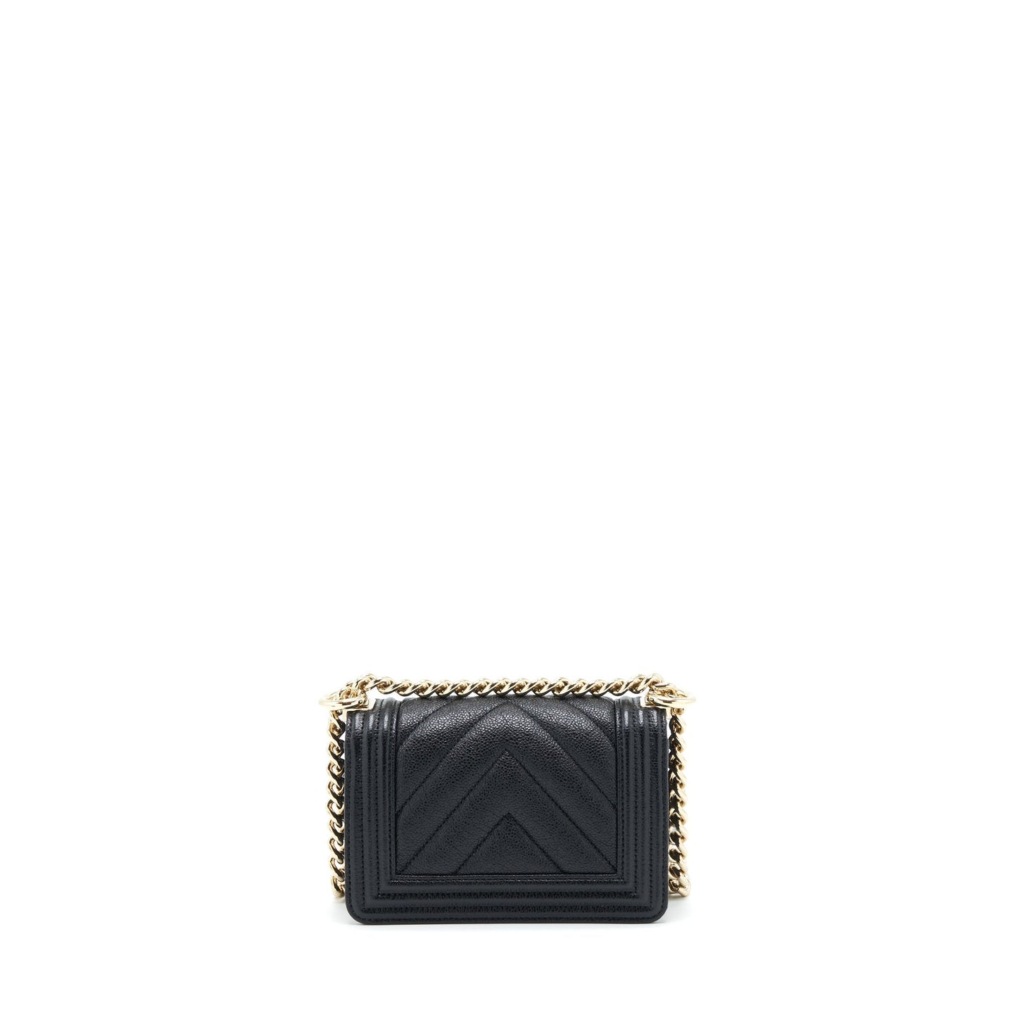 Chanel Chevron Boy Grained Calfskin LGHW Black Mini Bag