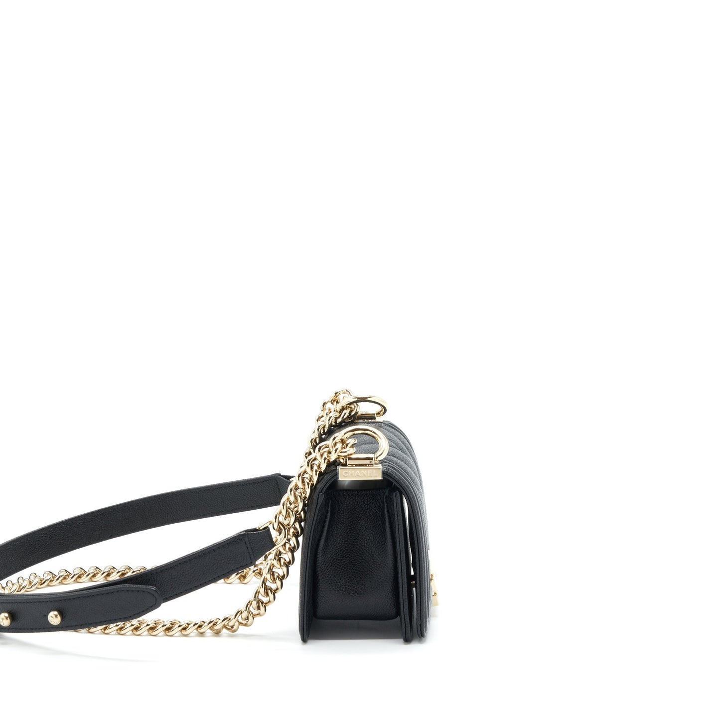 Chanel Chevron Boy Grained Calfskin LGHW Black Mini Bag