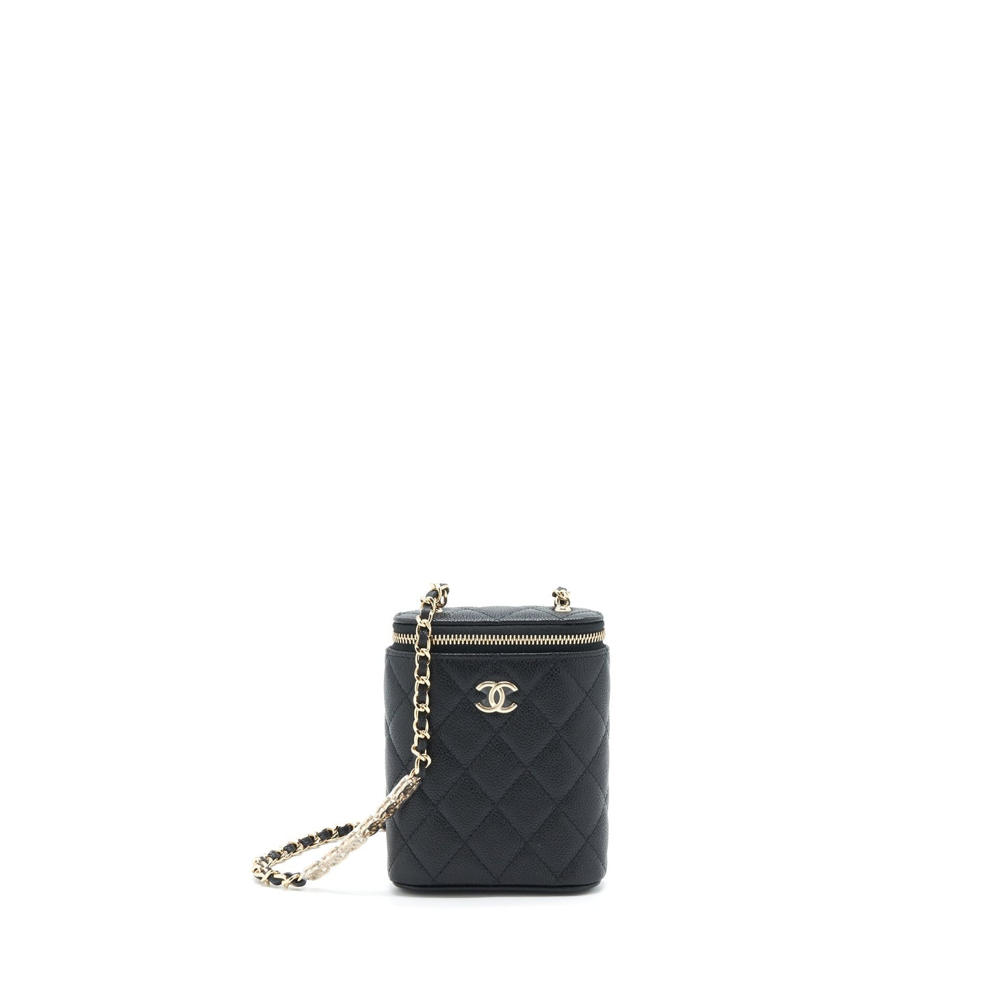 Chanel 22P Vertical Vanity CC Logo Caviar Black Mini Bag Lghw 1