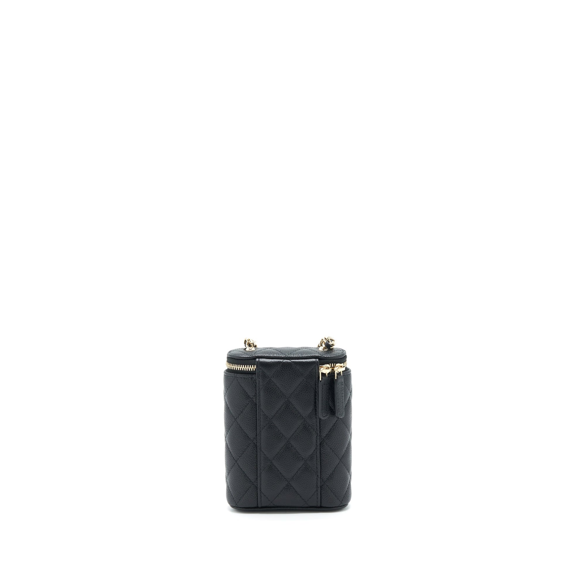 Chanel 22P Vertical Vanity CC Logo Caviar Black Mini Bag Lghw 1