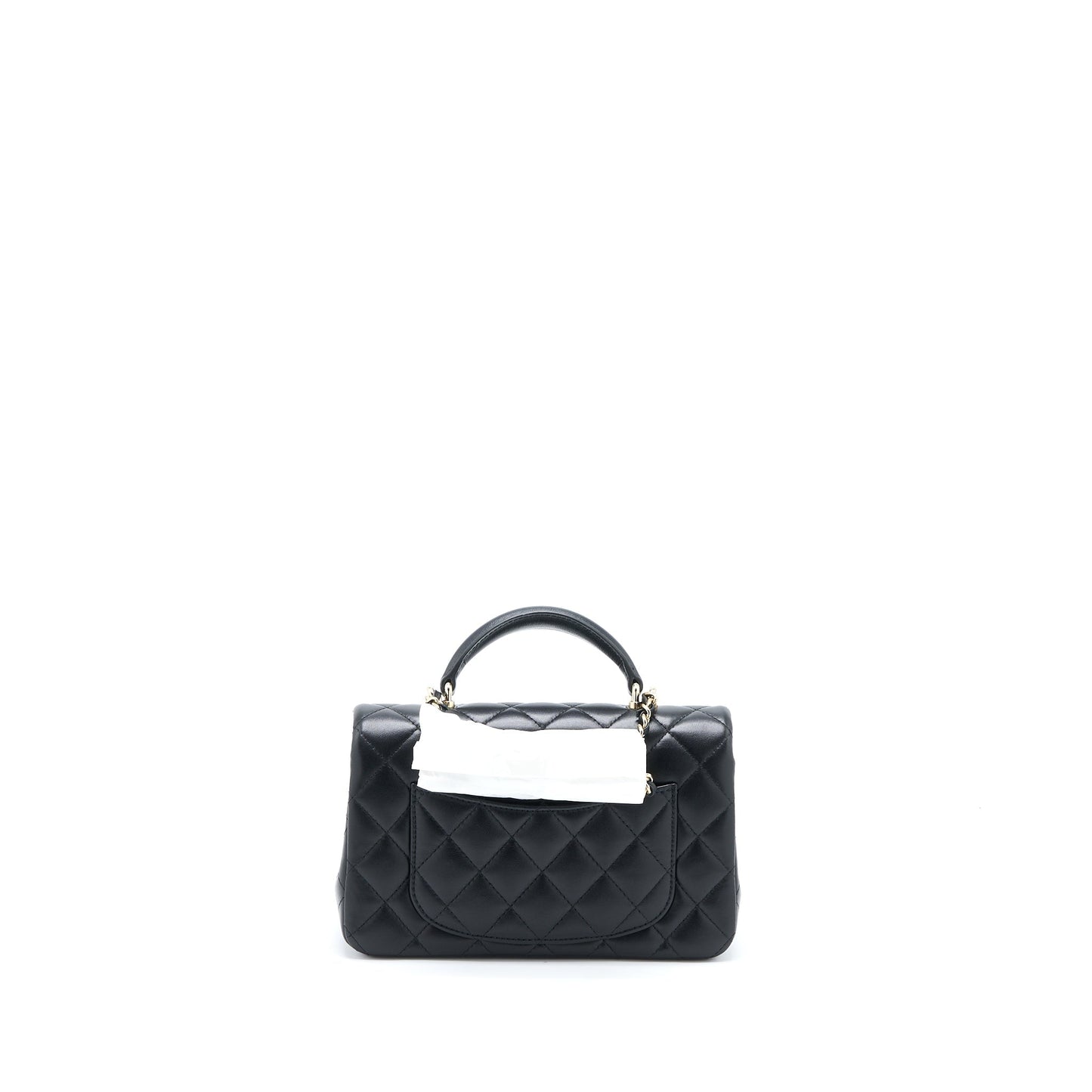 Chanel Top Handle Rectangular Flap Lambskin LGHW Black Shoulder Bag Lgwh Microchip
