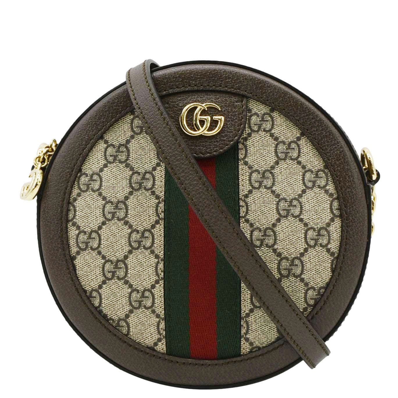 Gucci Ophidia Round Supreme Web Crossbody Bag Monogram Beige