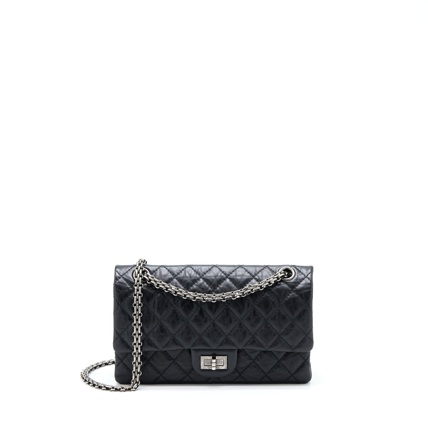 Chanel 2.55 Reissue Flap Aged Calfskin Ruthenium Black Small Shoulder Bag