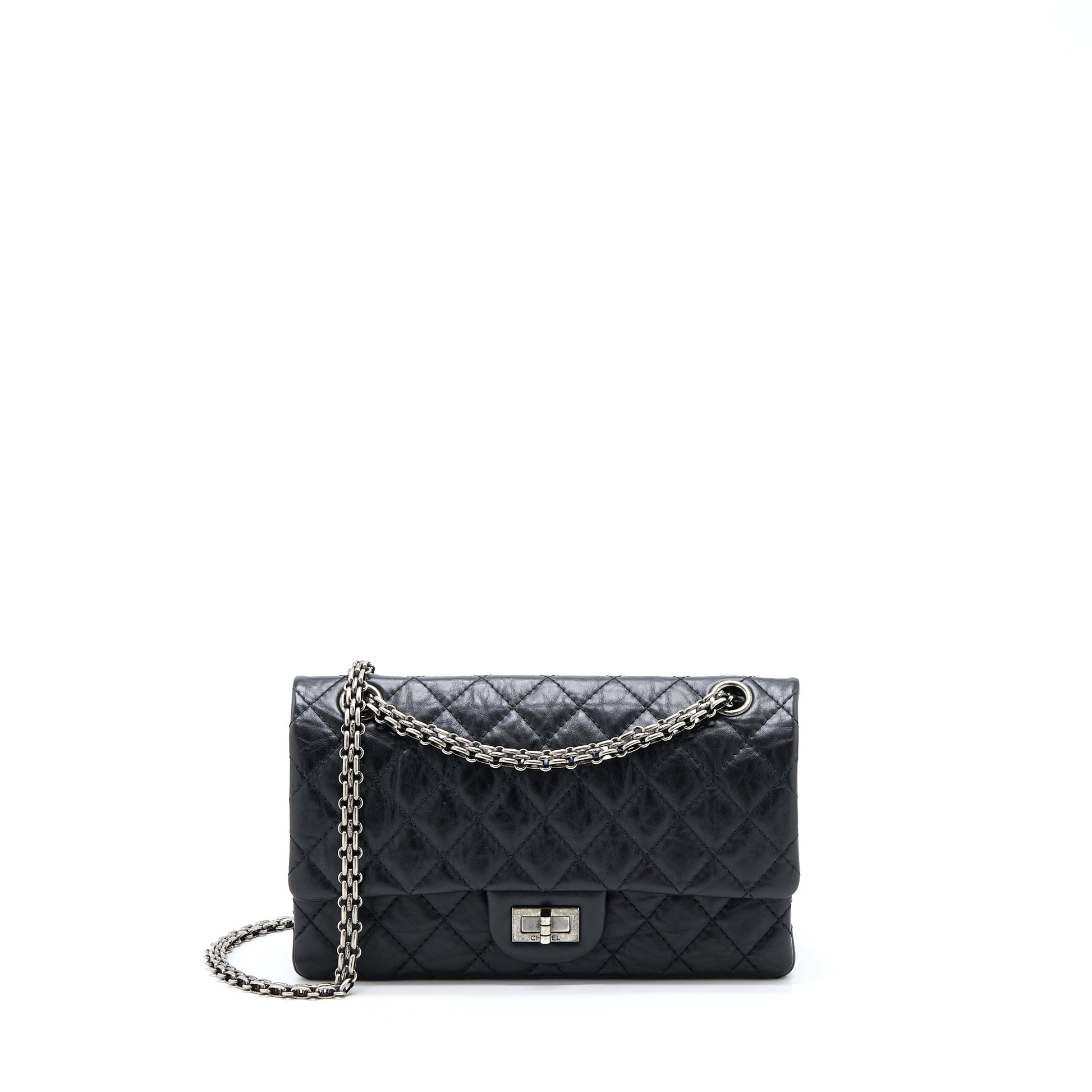 Chanel 2.55 Reissue Flap Aged Calfskin Ruthenium Black Small Shoulder Bag