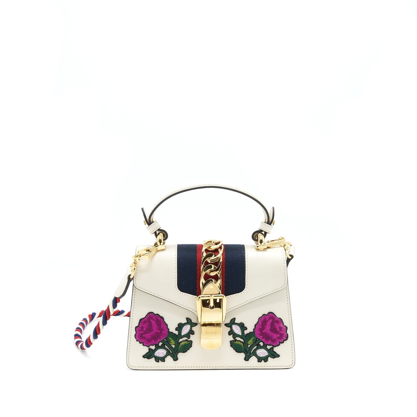 Gucci Sylvie Embroidered Bag White Travel Bag