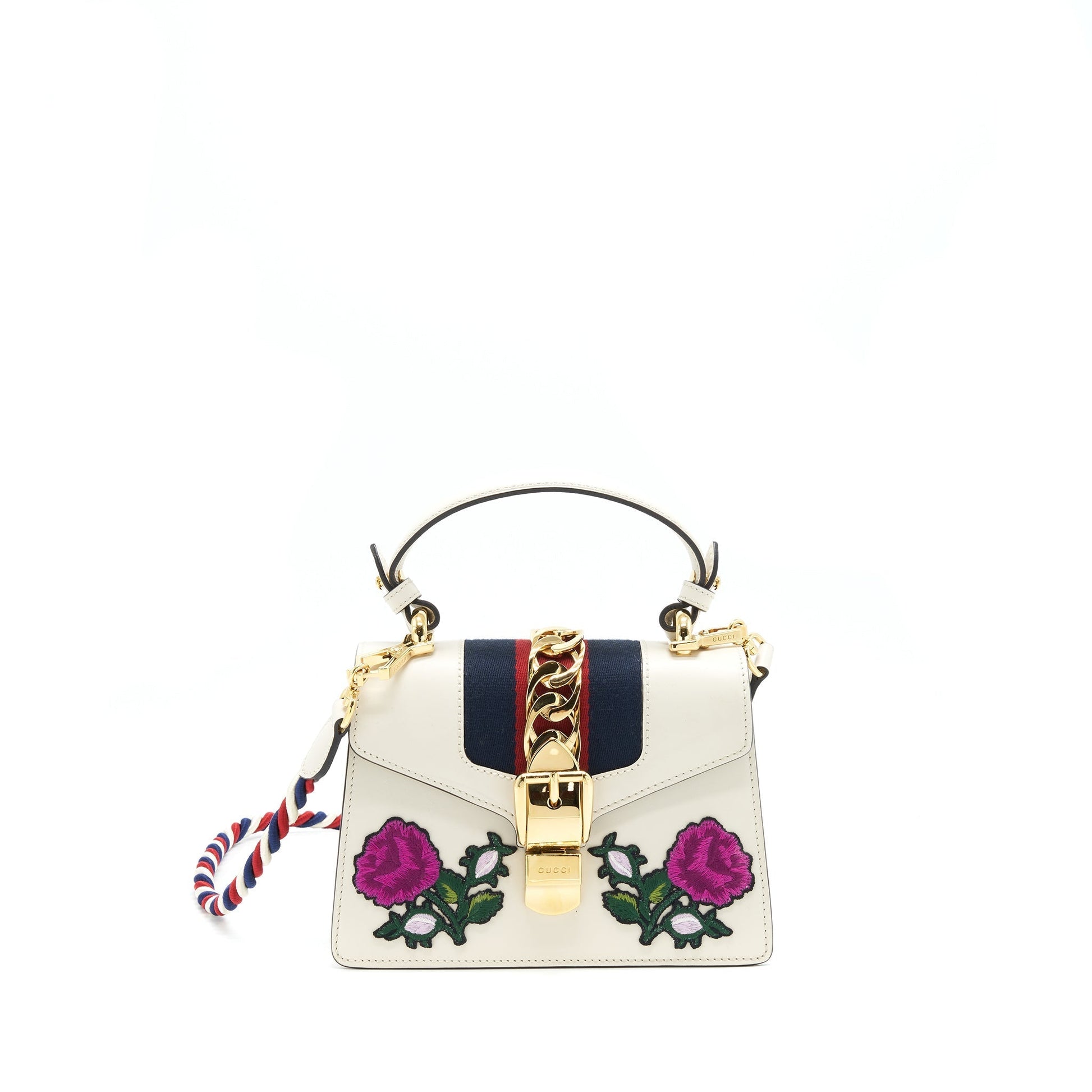 Gucci Sylvie Embroidered Bag White Travel Bag
