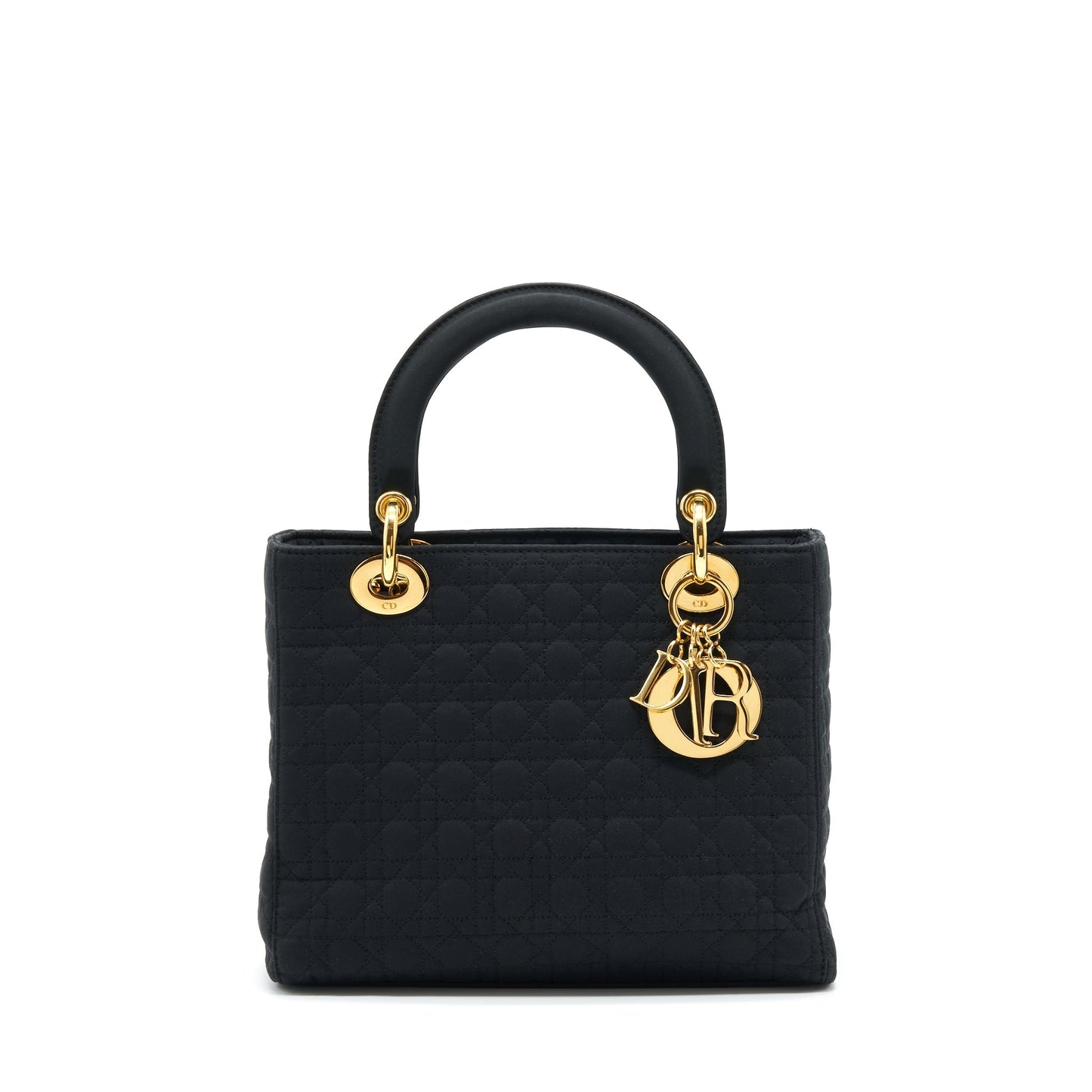 Dior Lady Fabric Handbag Black Medium Travel Bag