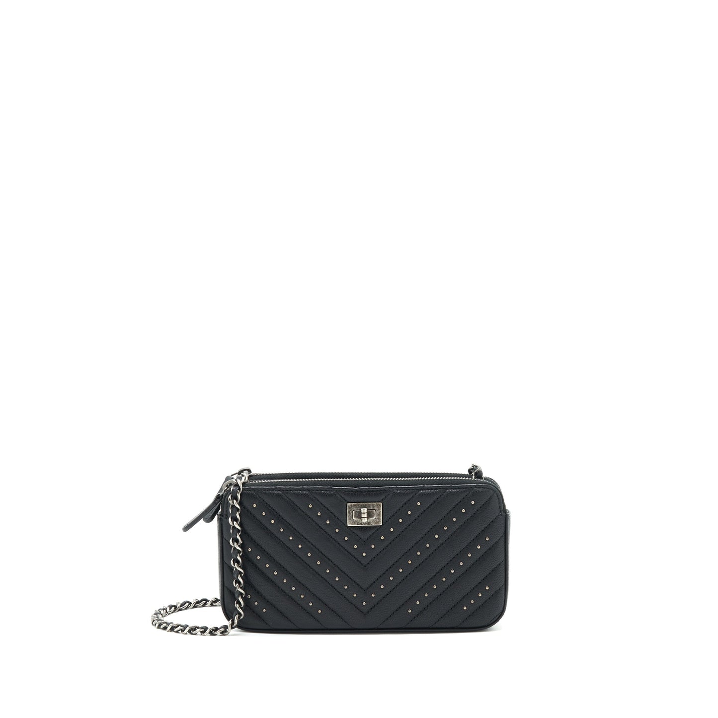 Chanel Reissue On Calfskin Ruthenium Hardware Black Wallet Case