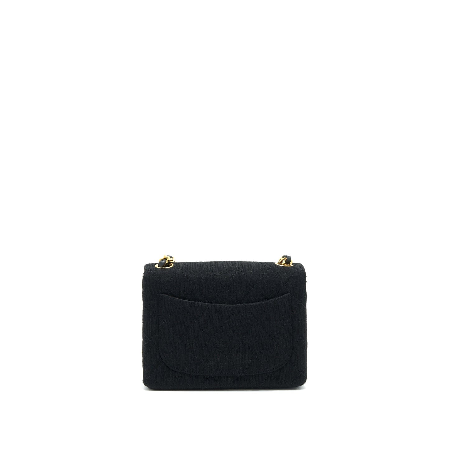 Chanel Fabric Square Flap GHW Black Shoulder Bag