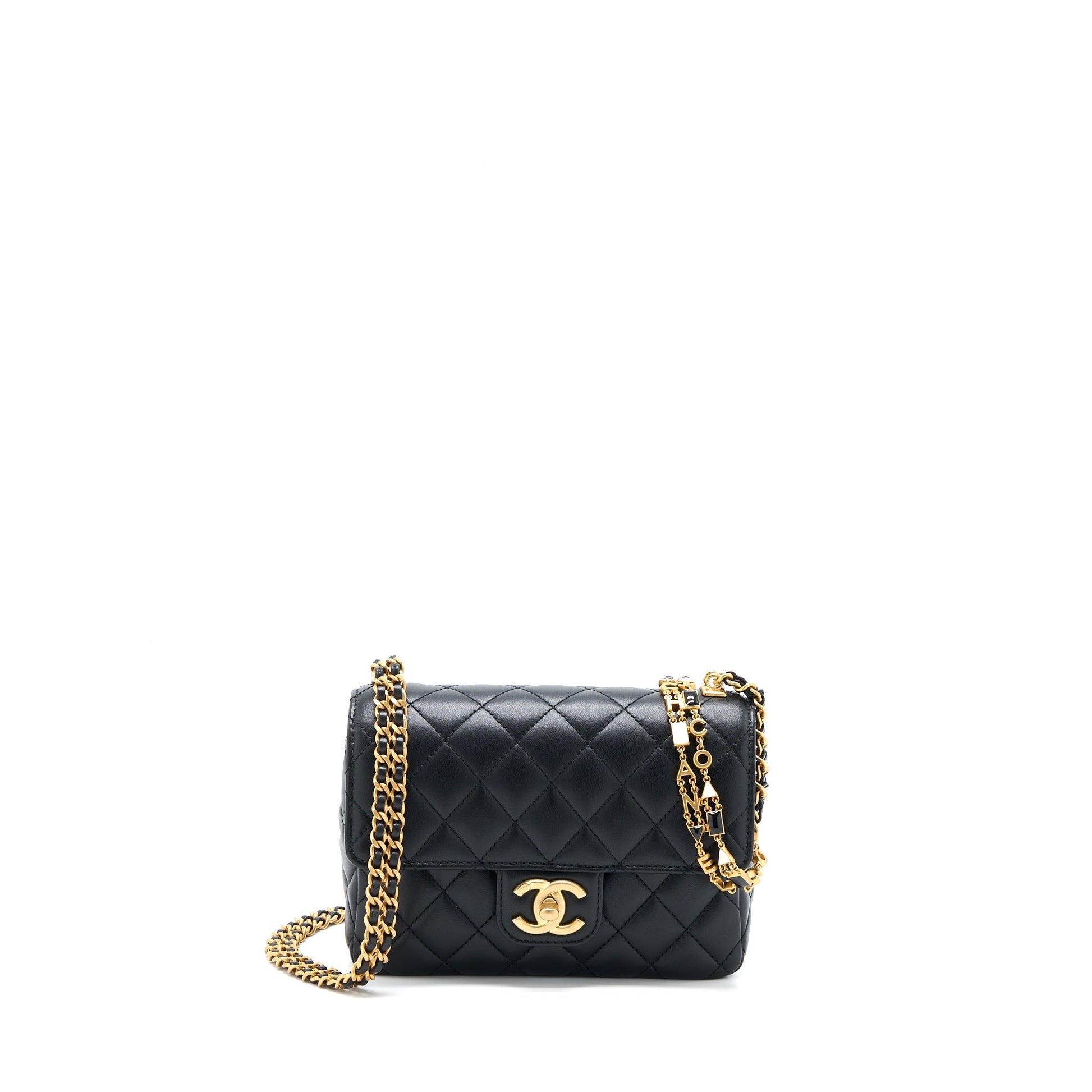 Chanel Seasonal Flap Detail Lambskin Brushed GHW Black Shoulder Bag