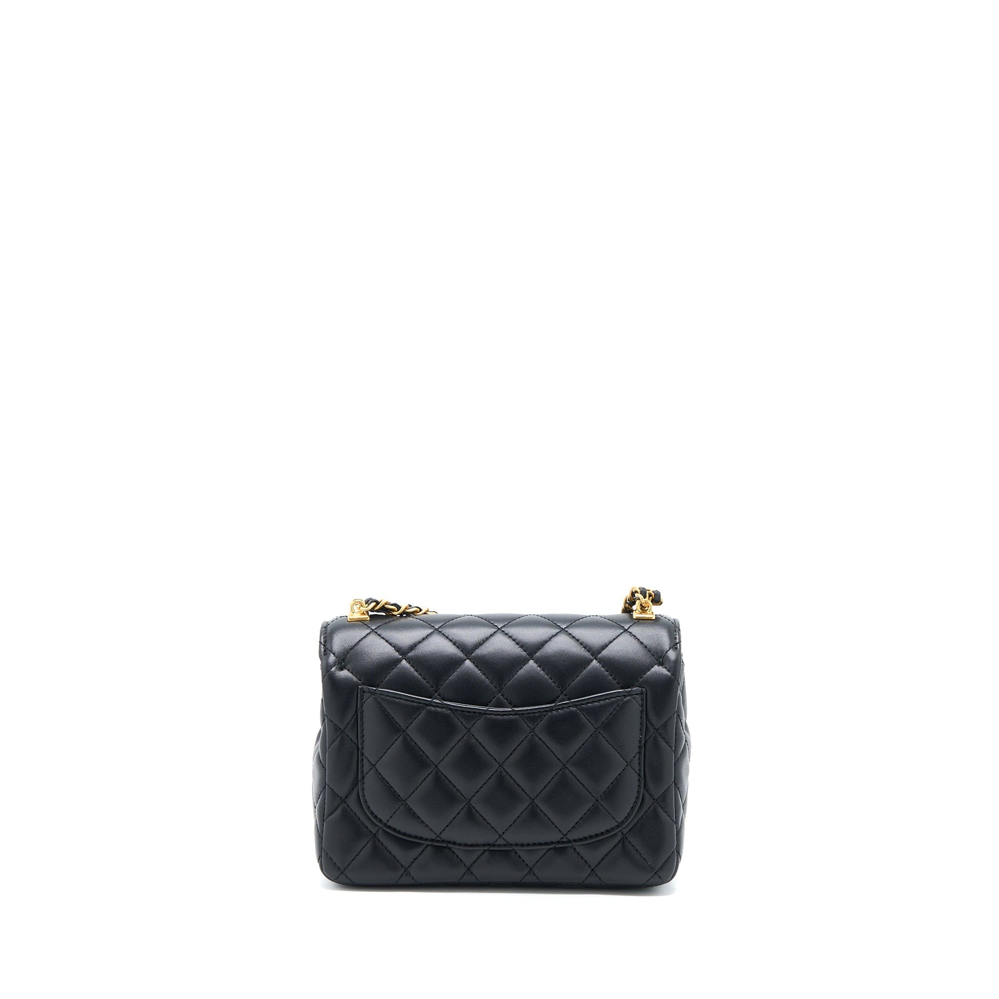Chanel Seasonal Flap Detail Lambskin Brushed GHW Black Shoulder Bag