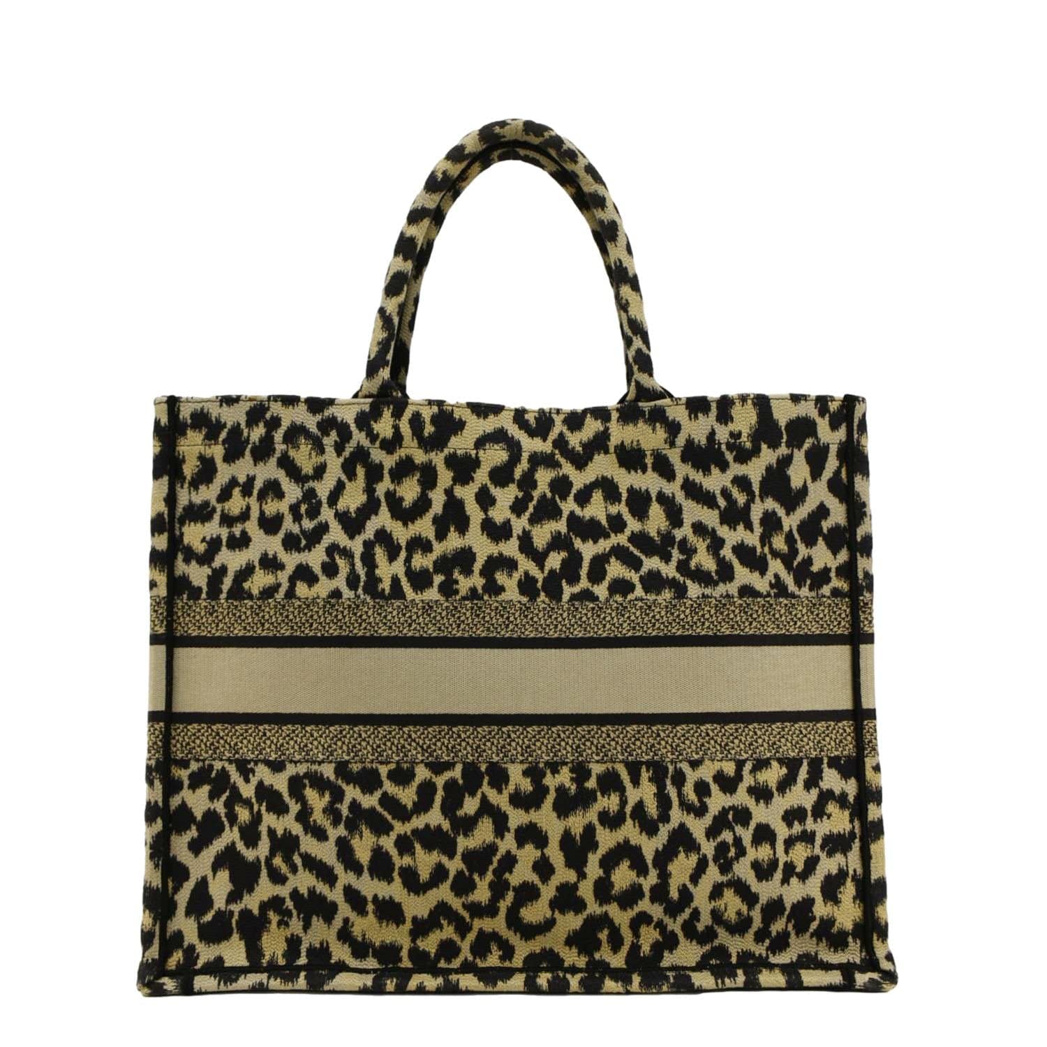 Dior Leopard Book Mizza Tote Bag Beige Medium Embroidered