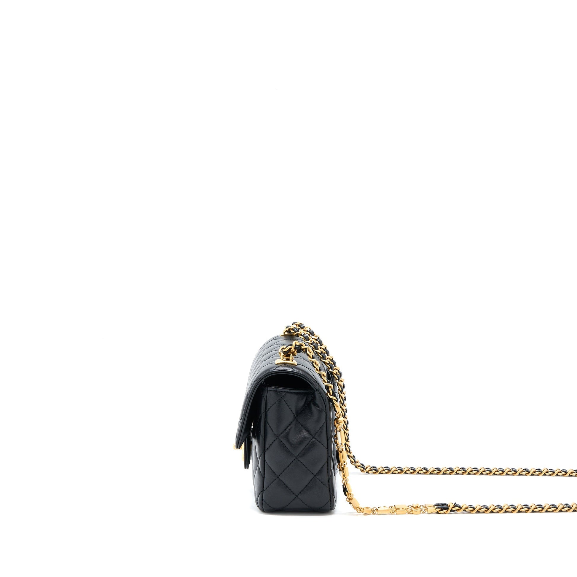 Chanel Seasonal Flap Detail Lambskin Brushed GHW Black Shoulder Bag