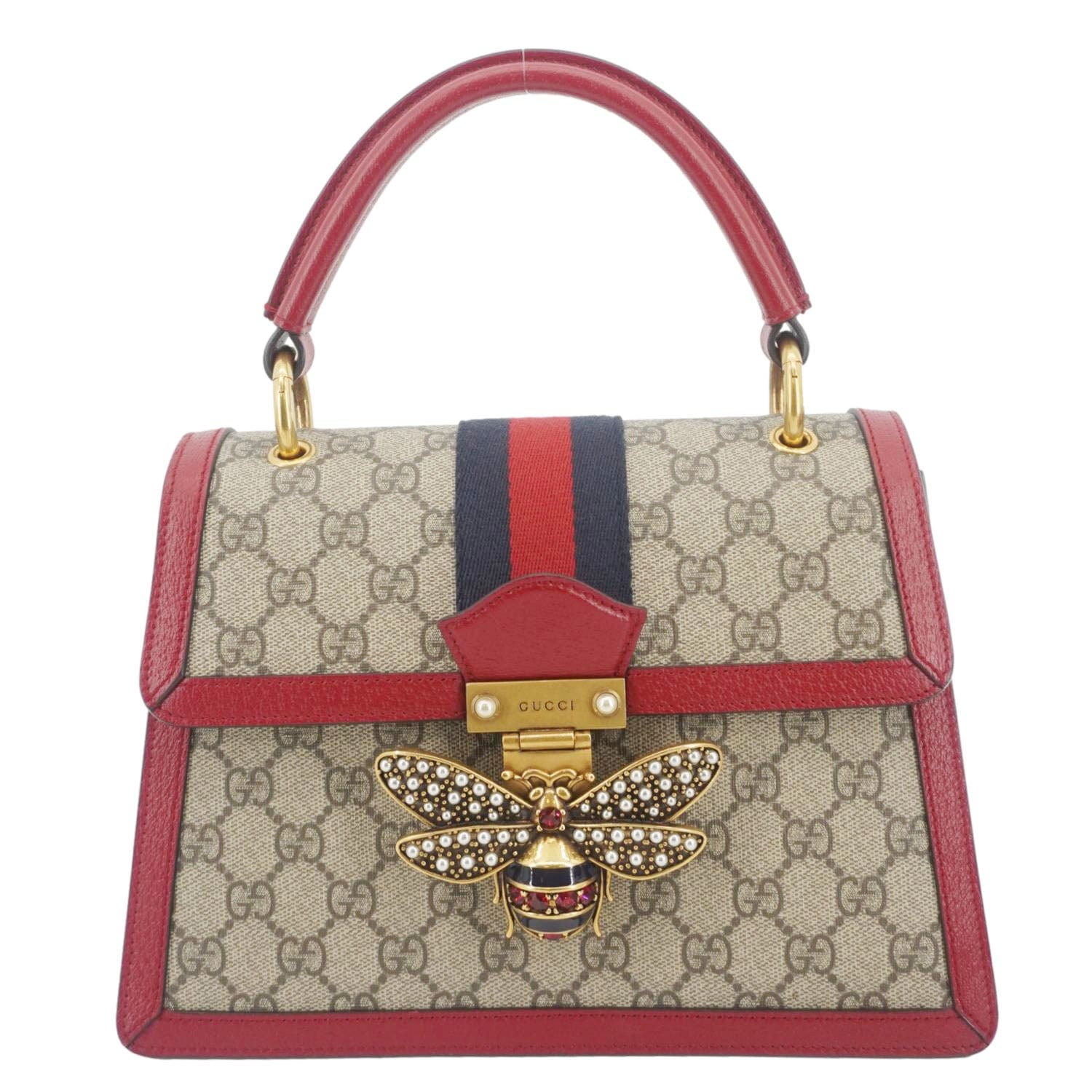 Gucci Queen Margaret Bee Supreme Shoulder Bag Canvas Red