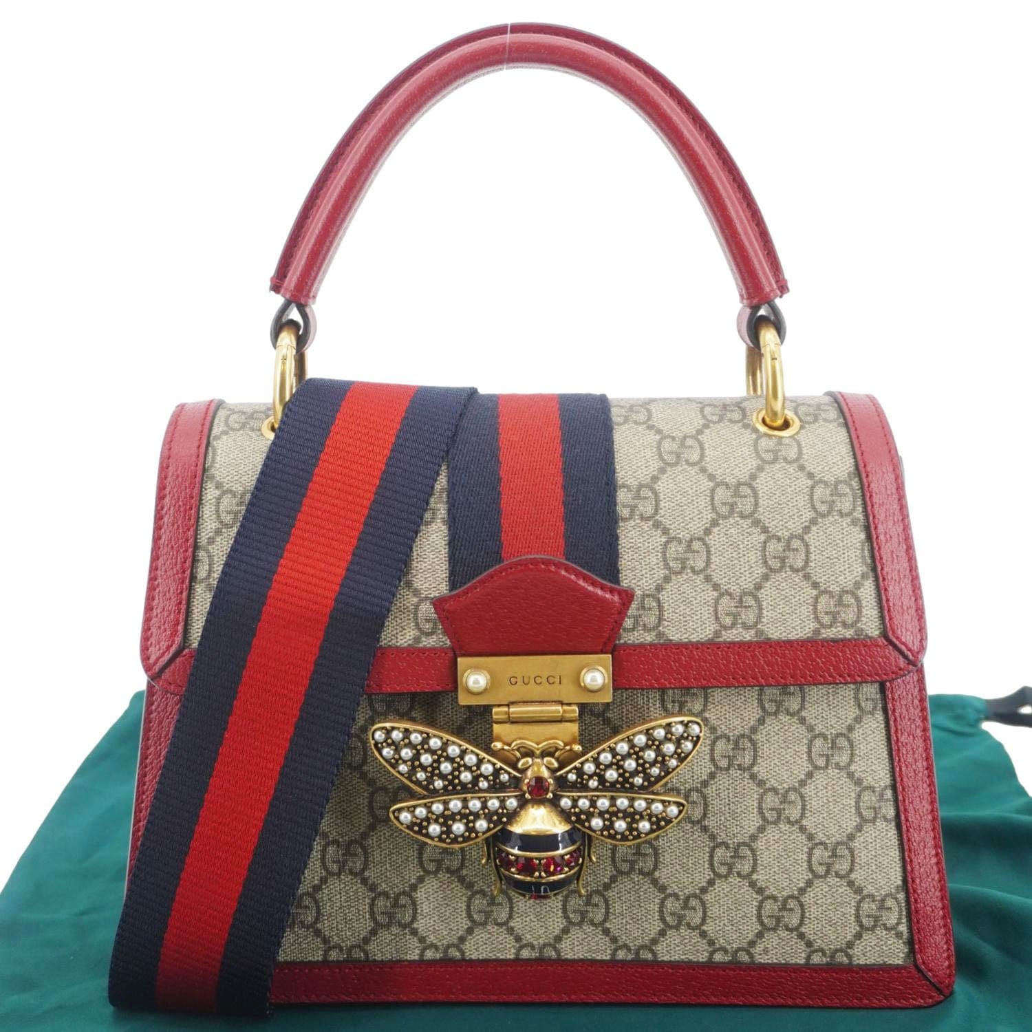 Gucci Queen Margaret Bee Supreme Shoulder Bag Canvas Red