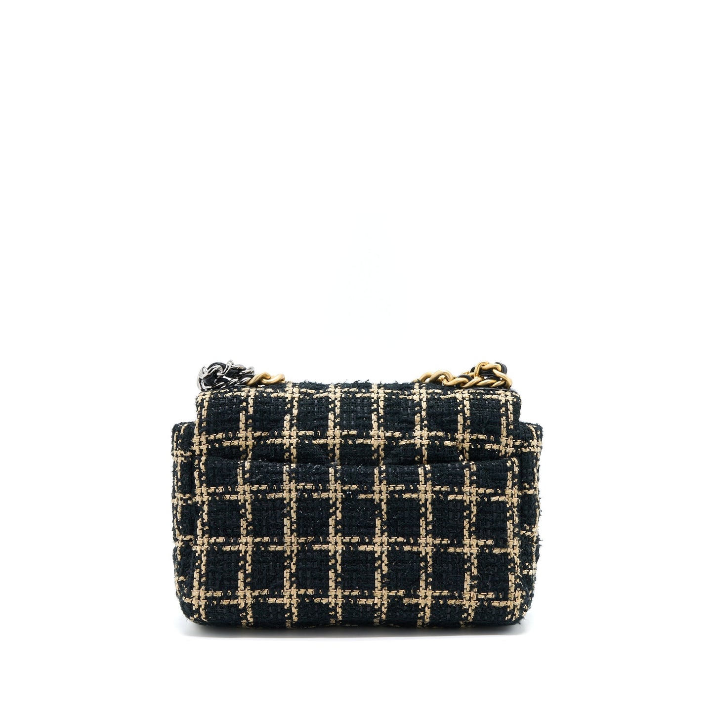Chanel Tweed 19 Flap Hardware Multicolour Black Gold Small Shoulder Bag