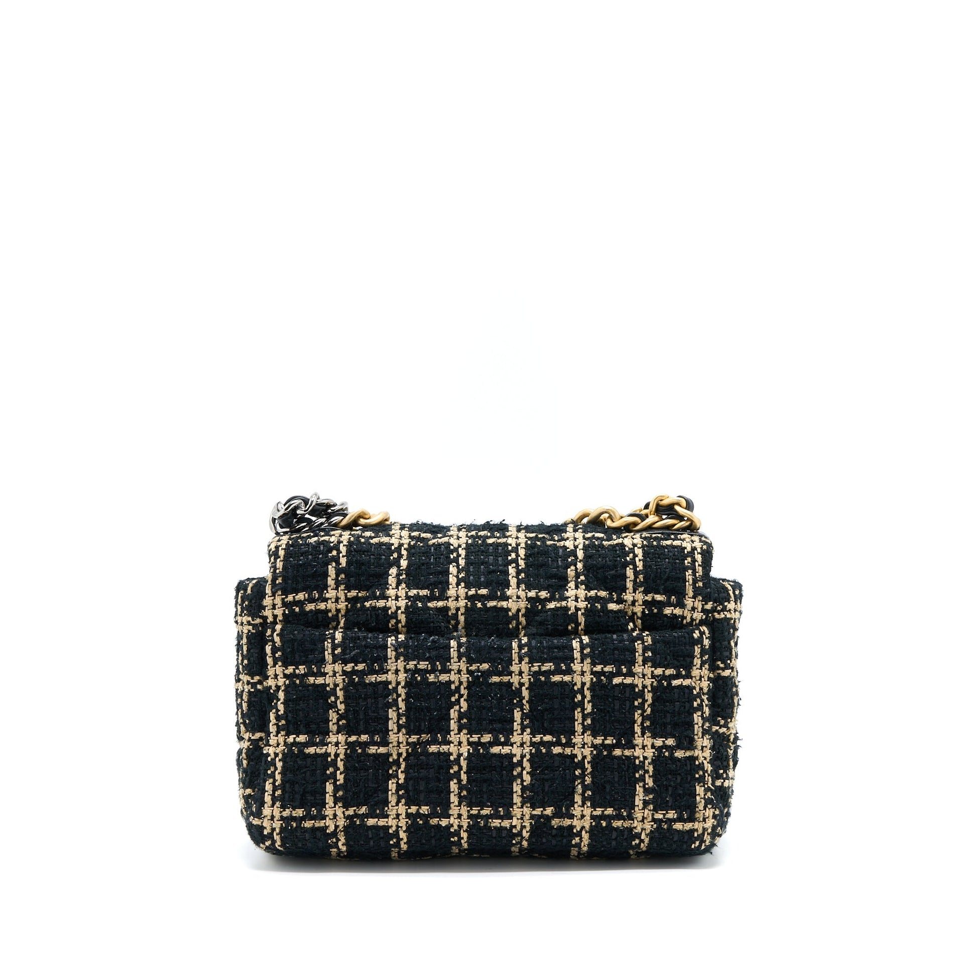 Chanel Tweed 19 Flap Hardware Multicolour Black Gold Small Shoulder Bag