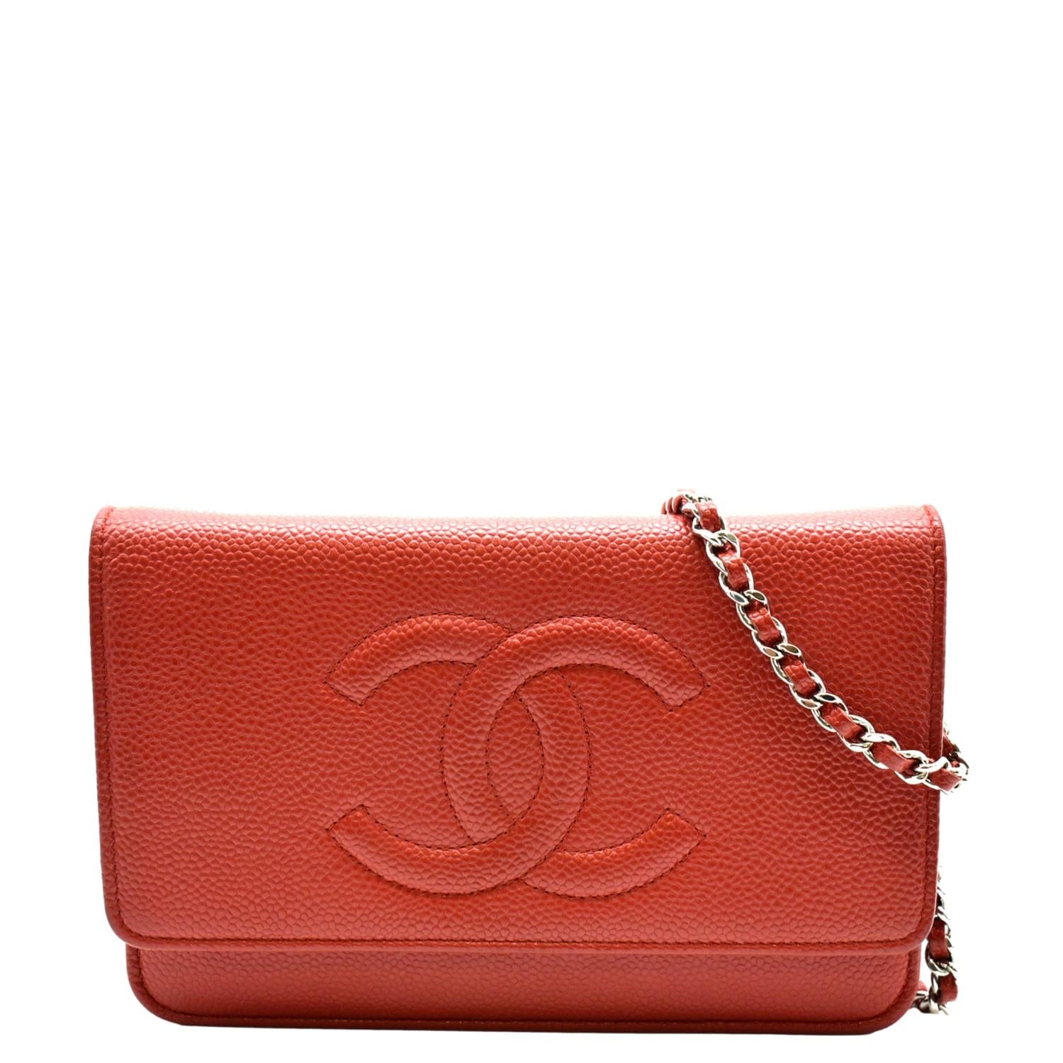 Chanel Timeless WOC Caviar Leather Wallet on Chain Shoulder Bag Red