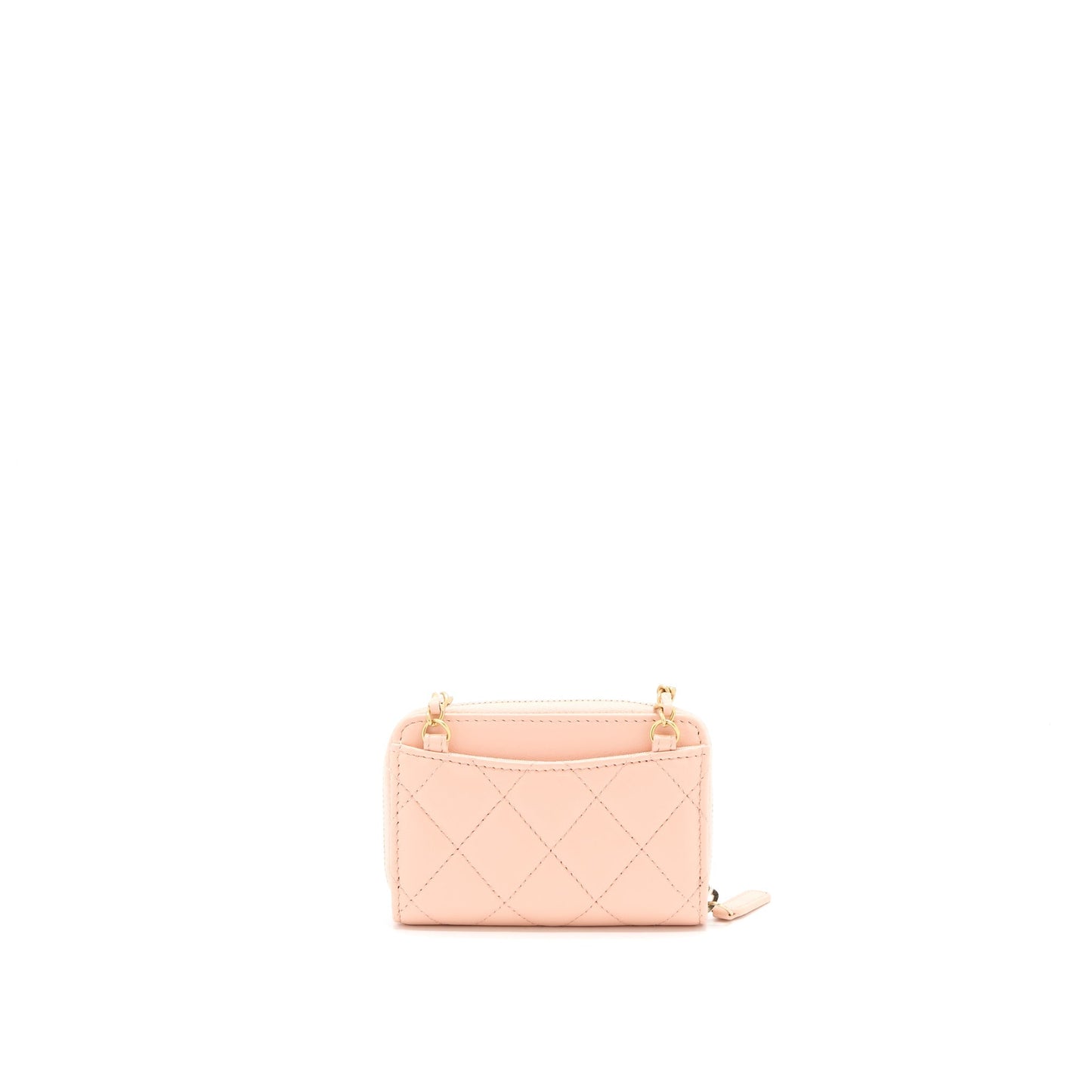 Chanel Pearl Crush Zippy Card Holder Lambskin Pink Wallet Case