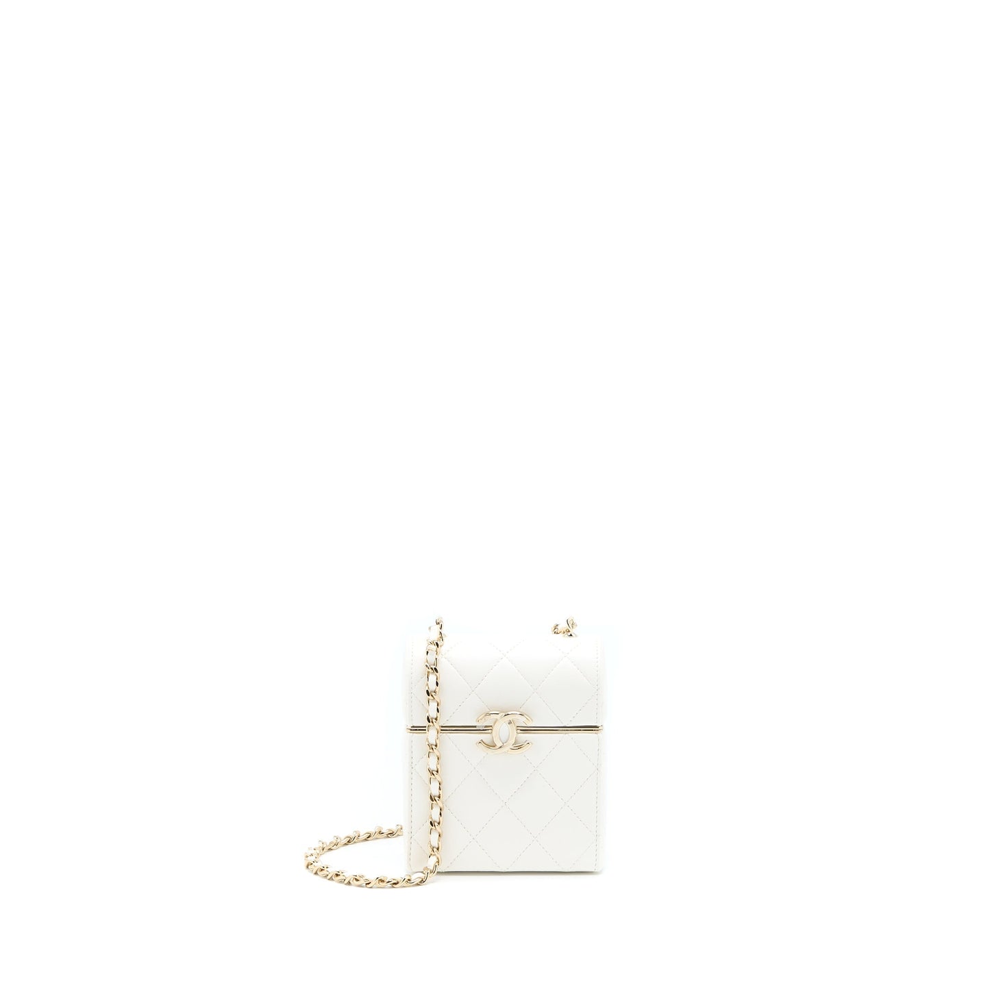 Chanel 22P Quilted Box Vanity Lambskin LGHW White Mini Bag