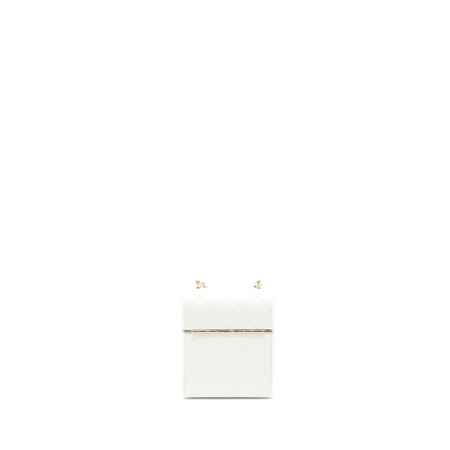 Chanel 22P Quilted Box Vanity Lambskin LGHW White Mini Bag