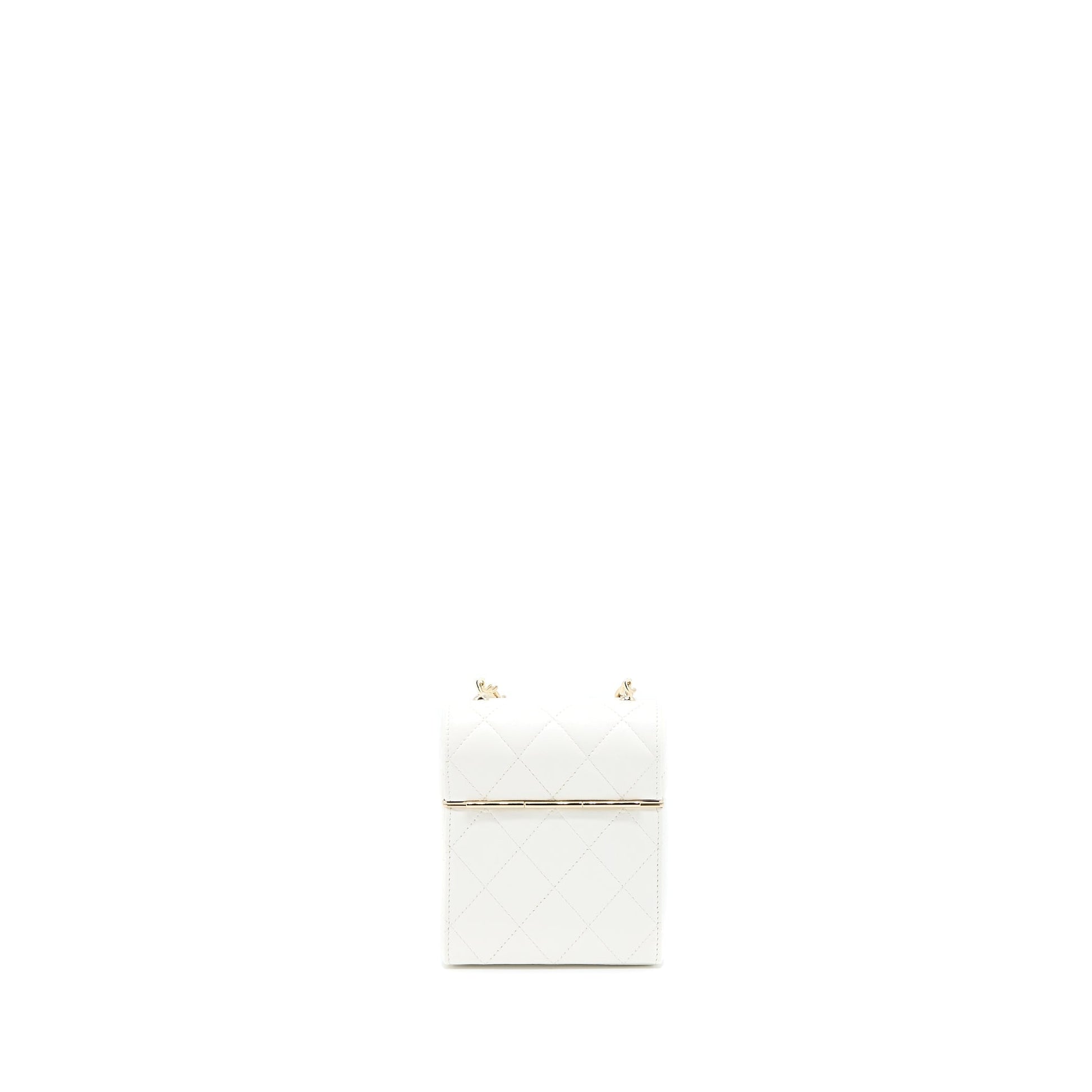 Chanel 22P Quilted Box Vanity Lambskin LGHW White Mini Bag