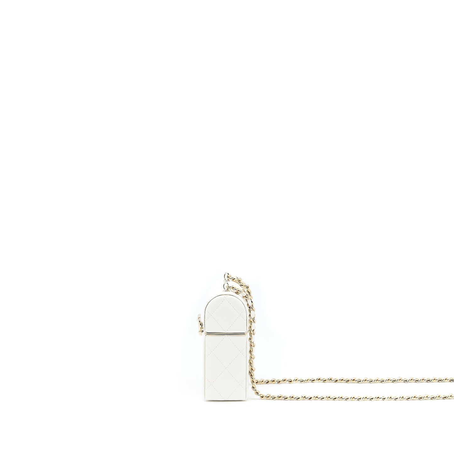 Chanel 22P Quilted Box Vanity Lambskin LGHW White Mini Bag