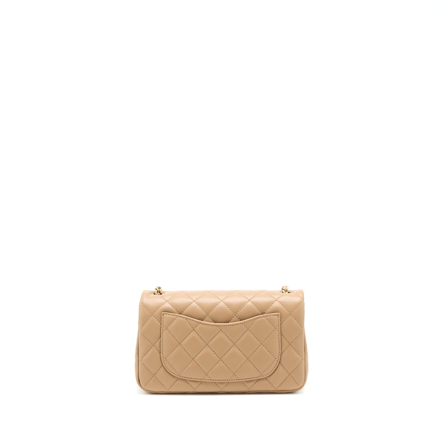 Chanel 22S Pearl Crushed Rectangular Lambskin Dark Beige Mini Bag