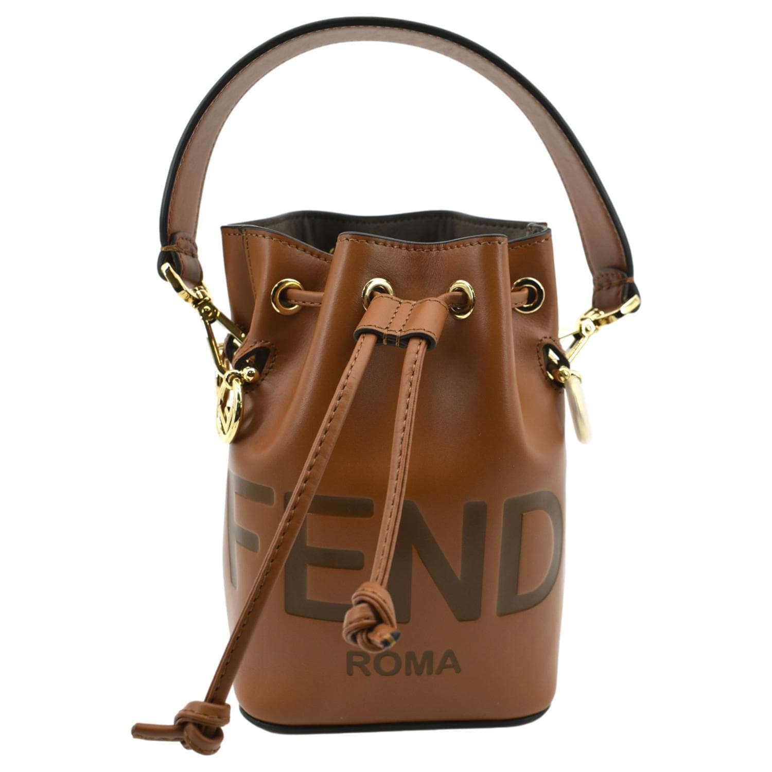 Fendi Mon Tresor Crossbody Bag Leather Brown Bucket