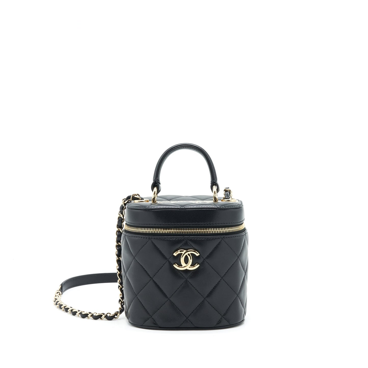 Chanel Trendy CC Round Vanity Lambskin LGHW Black Crossbody Bag