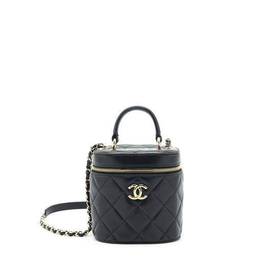 Chanel Trendy CC Round Vanity Lambskin LGHW Black Crossbody Bag