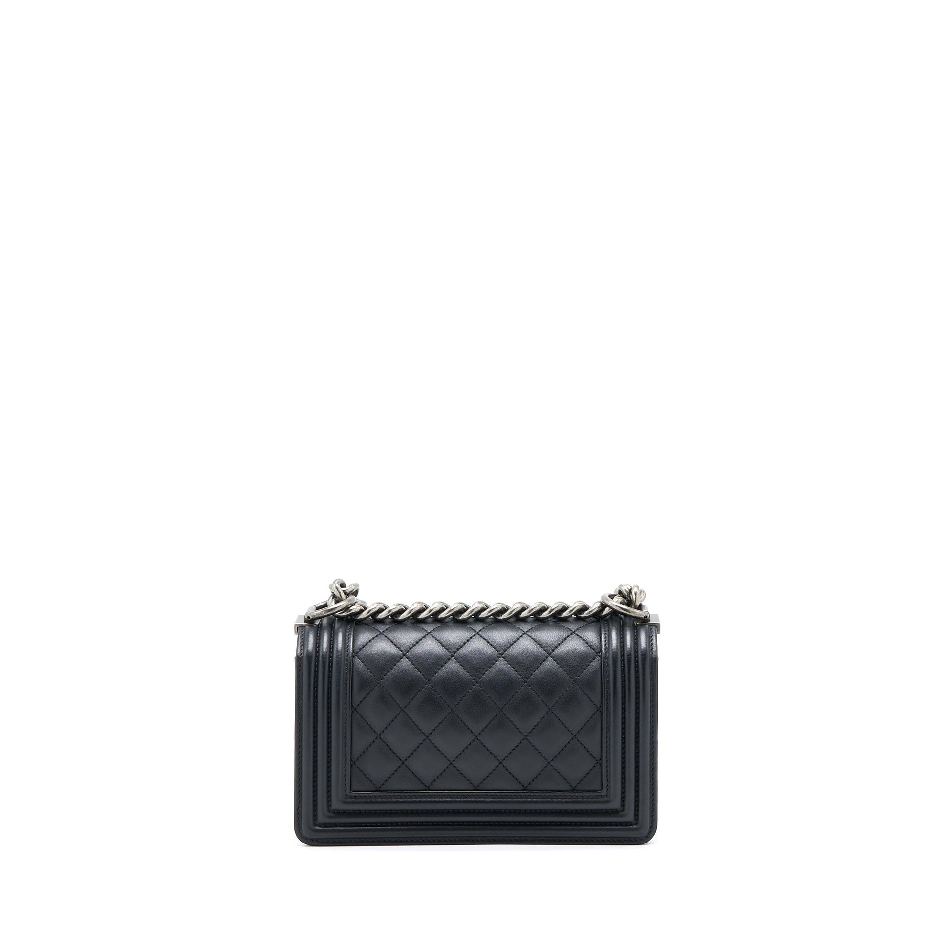 Chanel Boy Calfskin Ruthenium Hardware Black Small Handbag