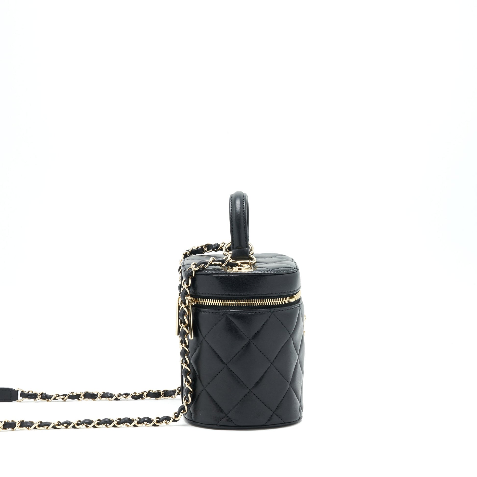 Chanel Trendy CC Round Vanity Lambskin LGHW Black Crossbody Bag