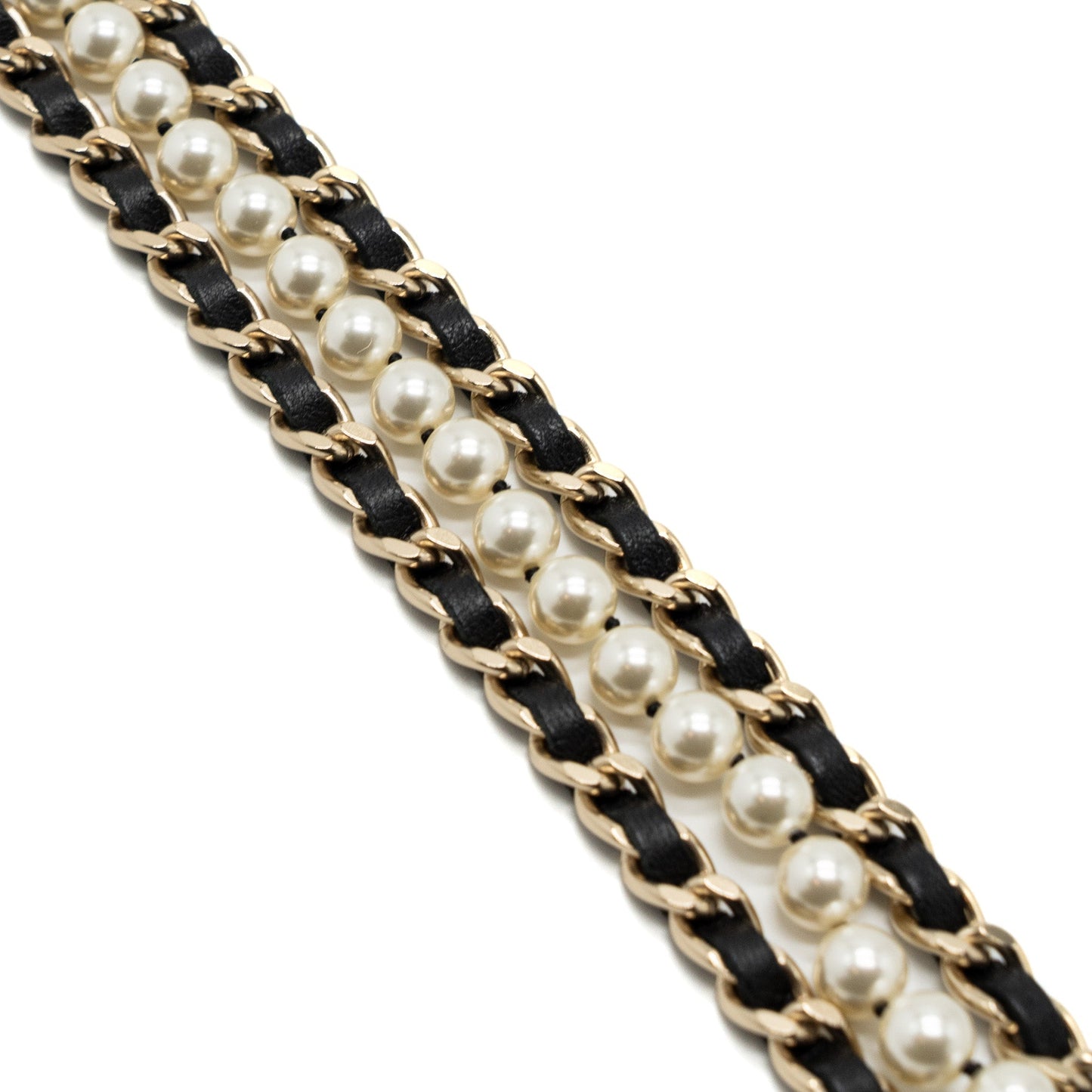 Chanel CC logo Dropped Waist Belt Pearl Leather