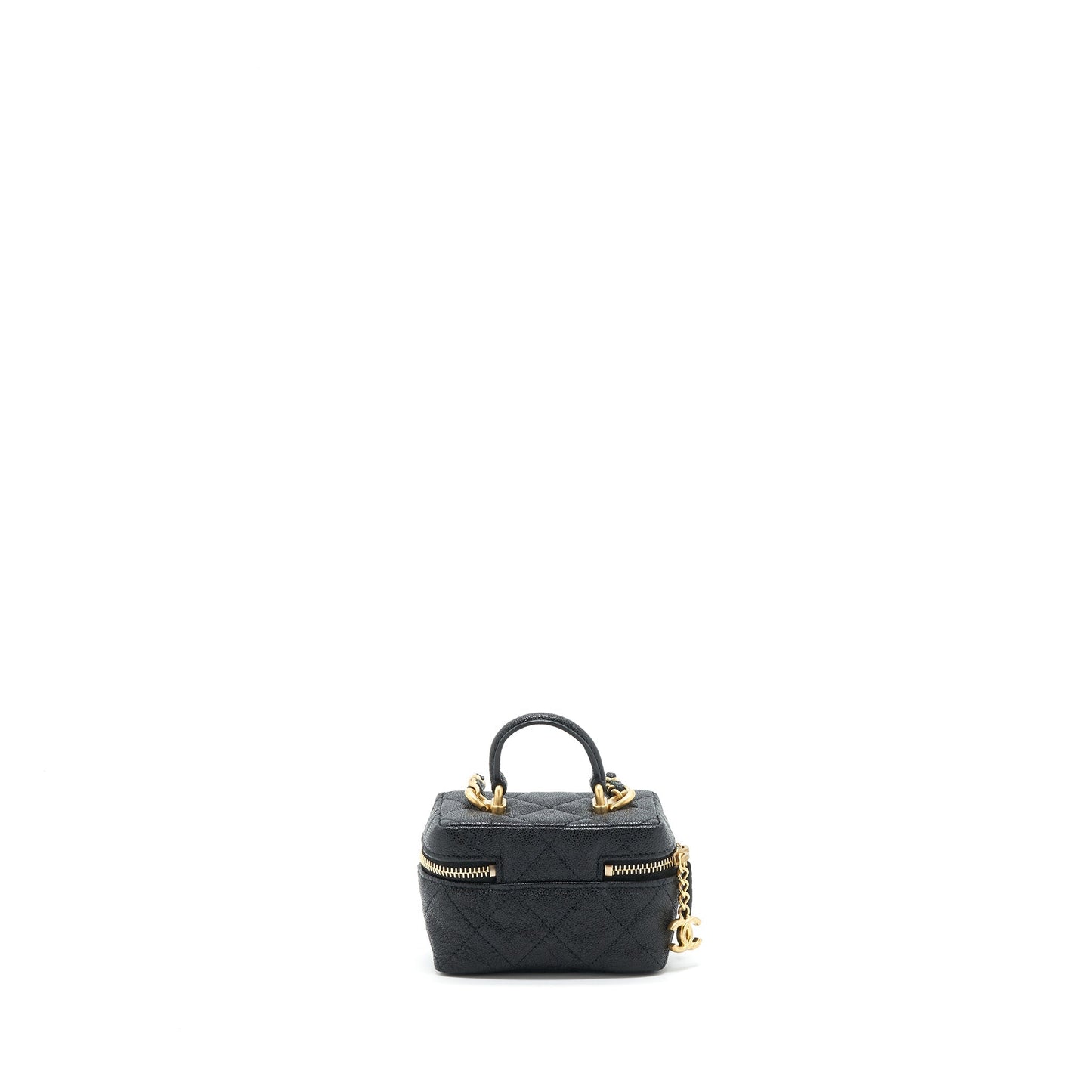 Chanel top handle zipper soft Vanity Caviar Black Mini Bag