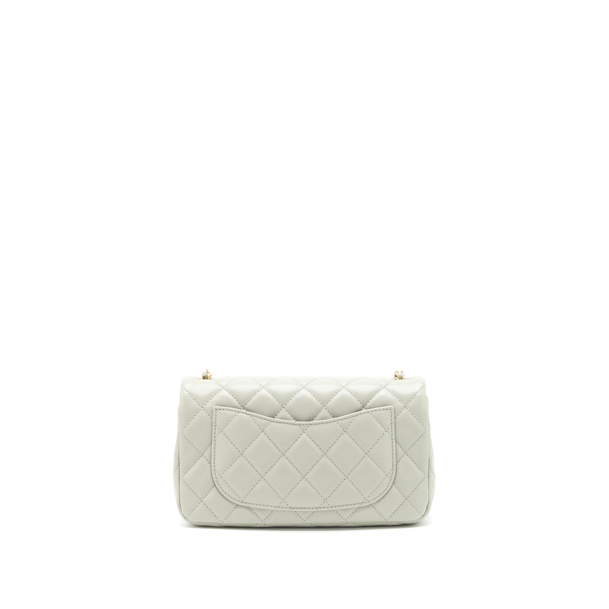 Chanel 22C light Pearl Crush Flap Lambskin Grey Shoulder Bag