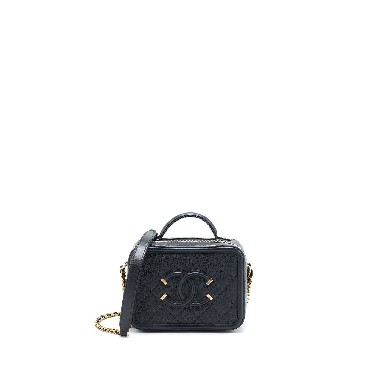 Chanel Filigree Vanity Caviar GHW Black Handbag