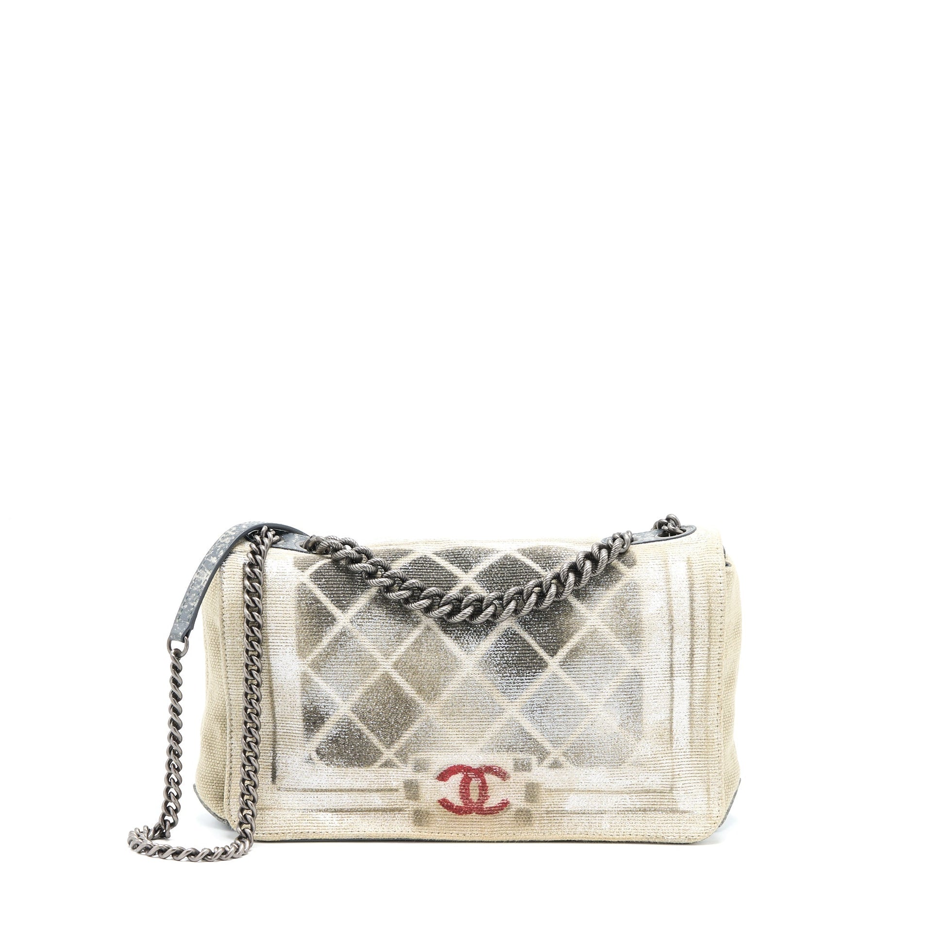 Chanel Graffiti Fabric Ruthenium SHW Multicolour Handbag