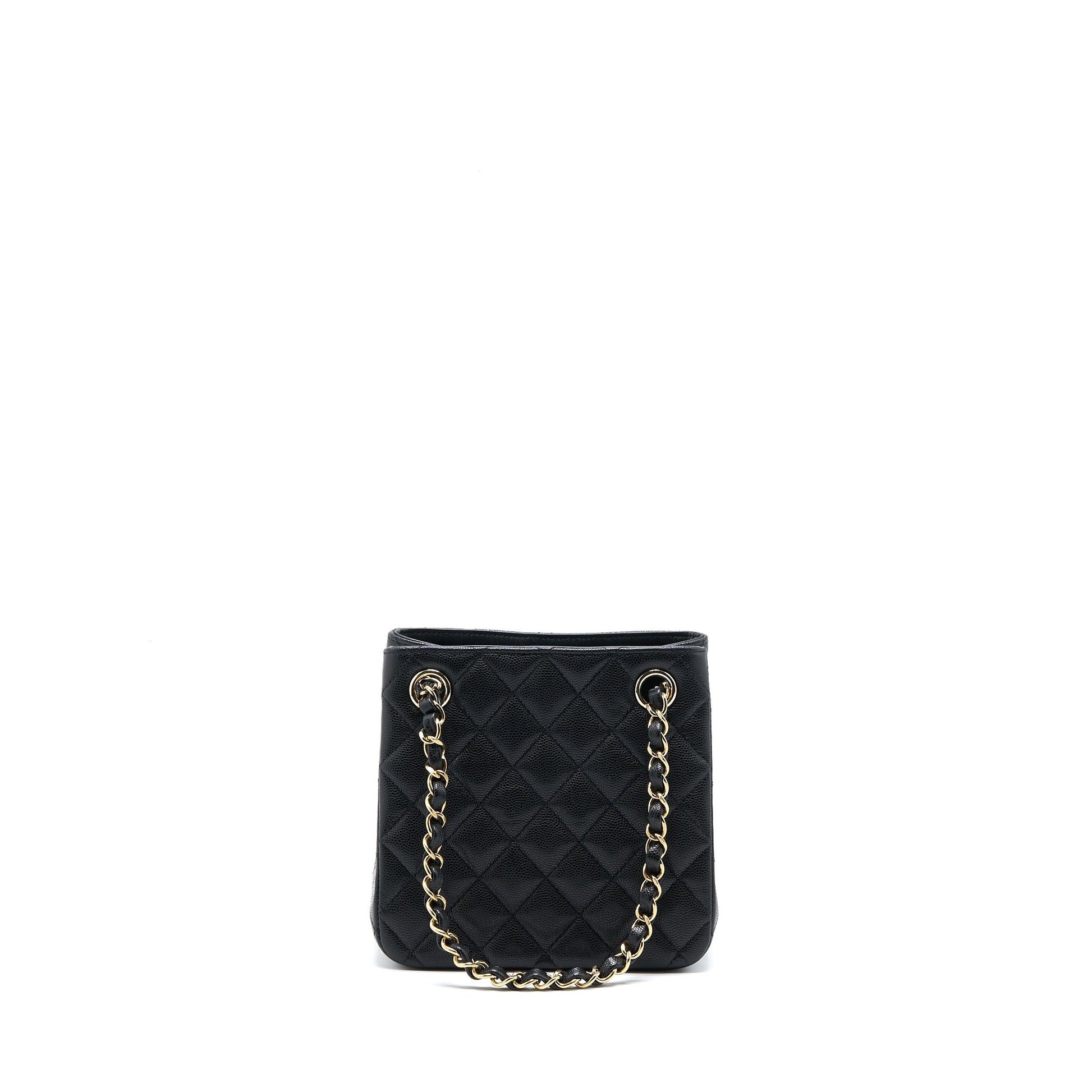 Chanel Bucket Caviar LGHW Microchip Black Tote Bag