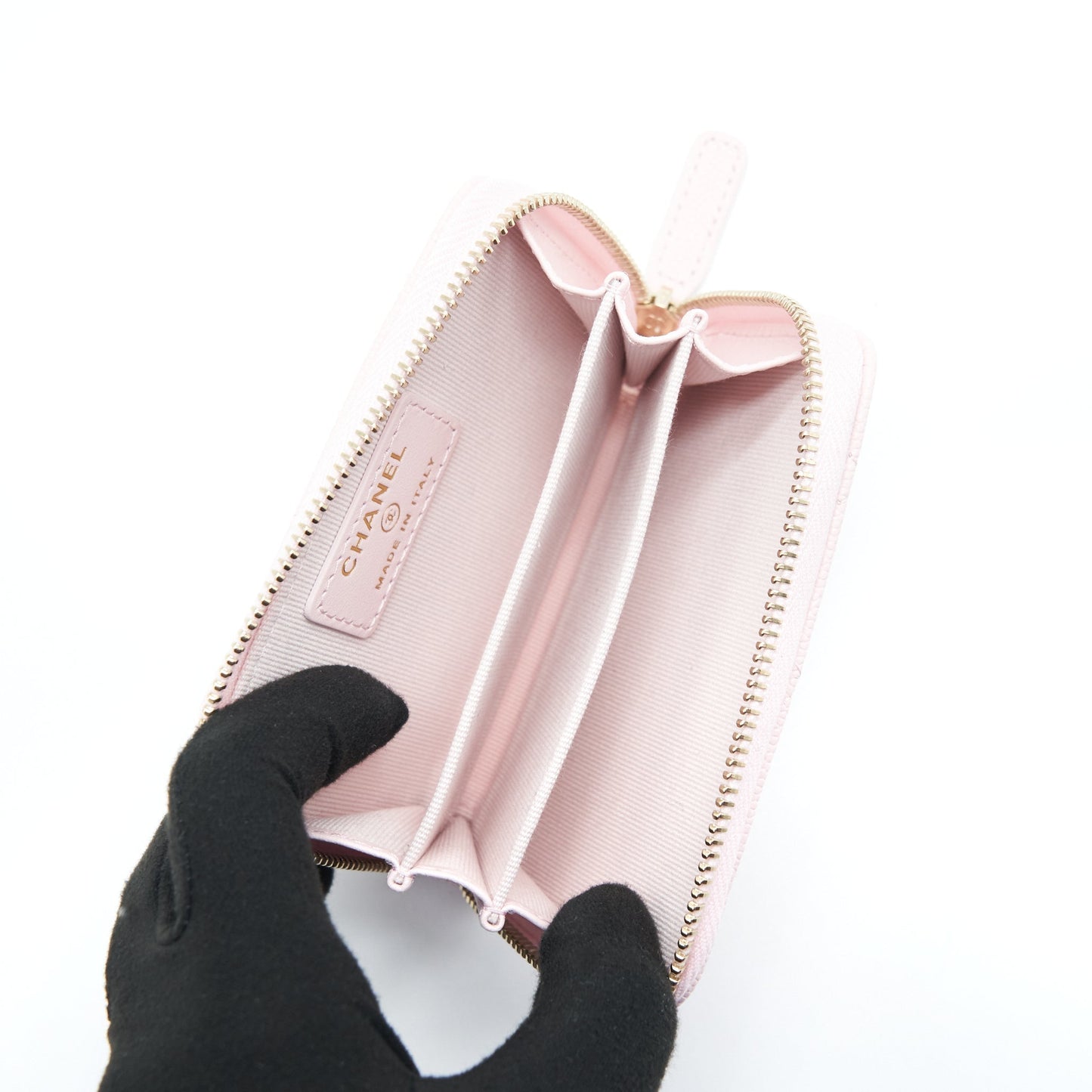 Chanel Zip Card Holder Caviar Light LGHW Pink Wallet Case