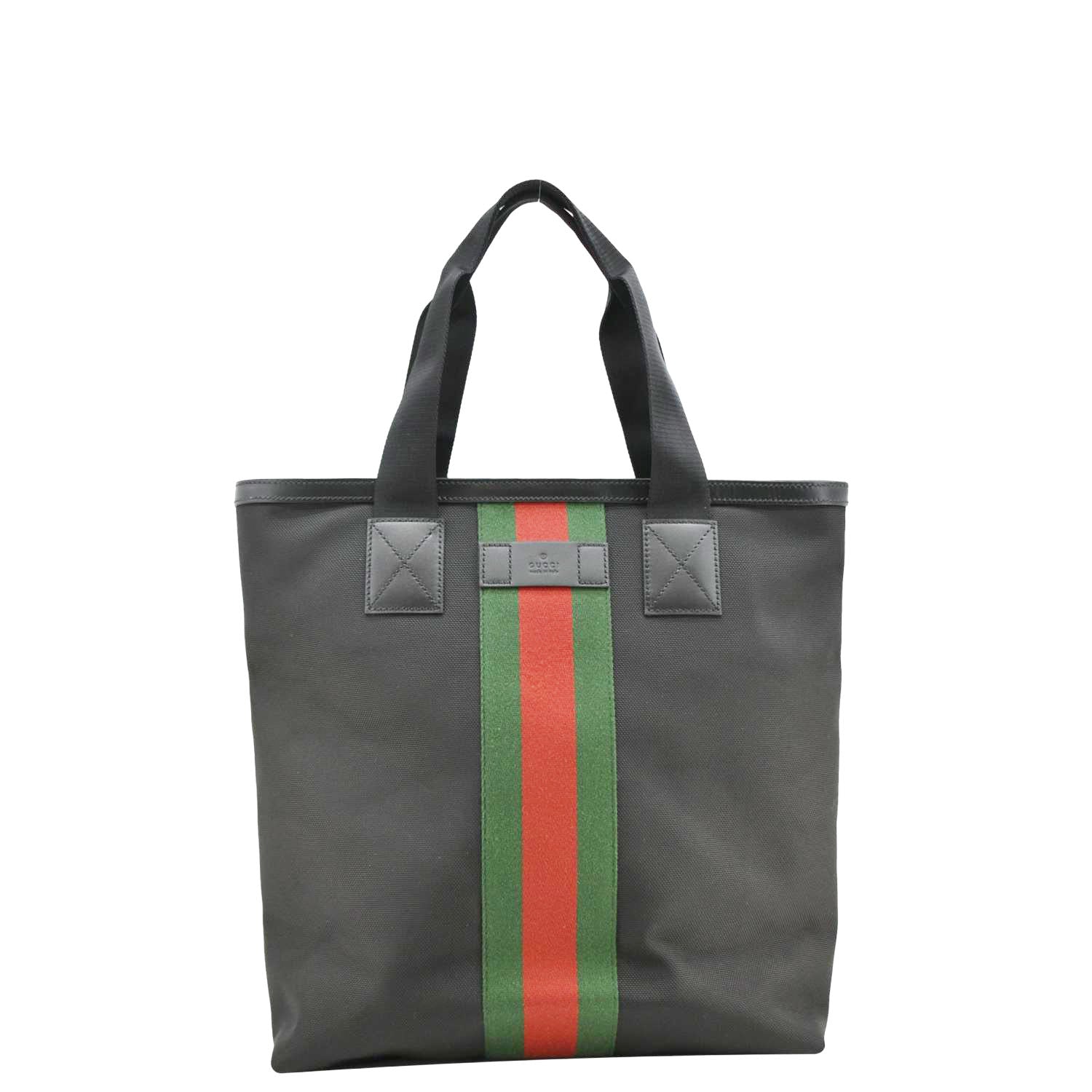 Gucci Vertical Web Stripe Techno Tote Bag Canvas Black