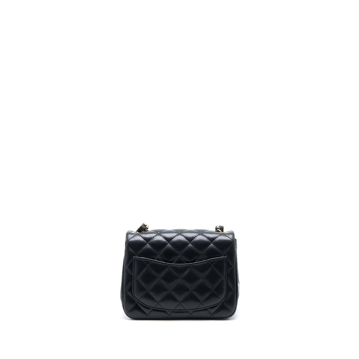 Chanel Square Flap Lambskin LGHW Microchip Black Shoulder Bag Microchip 6