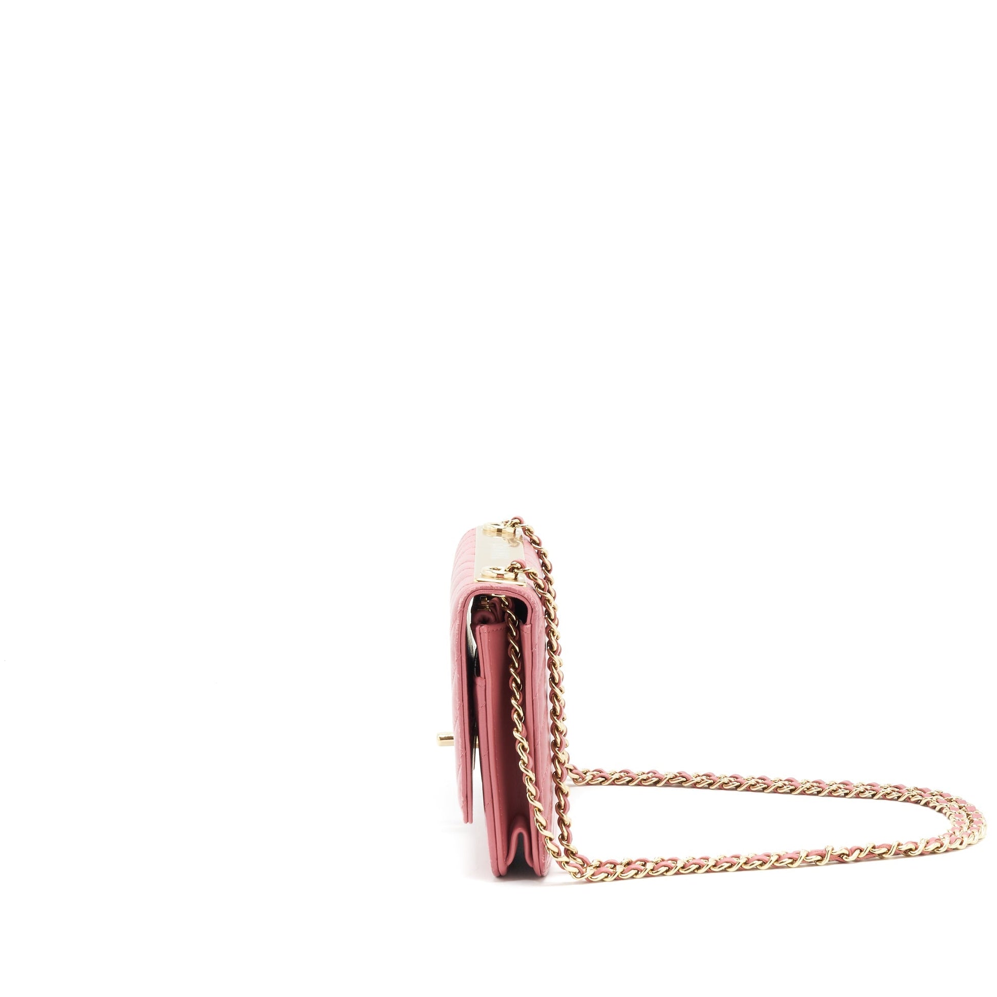 Chanel Chevron trendy CC on Lambskin LGHW Pink Wallet Case