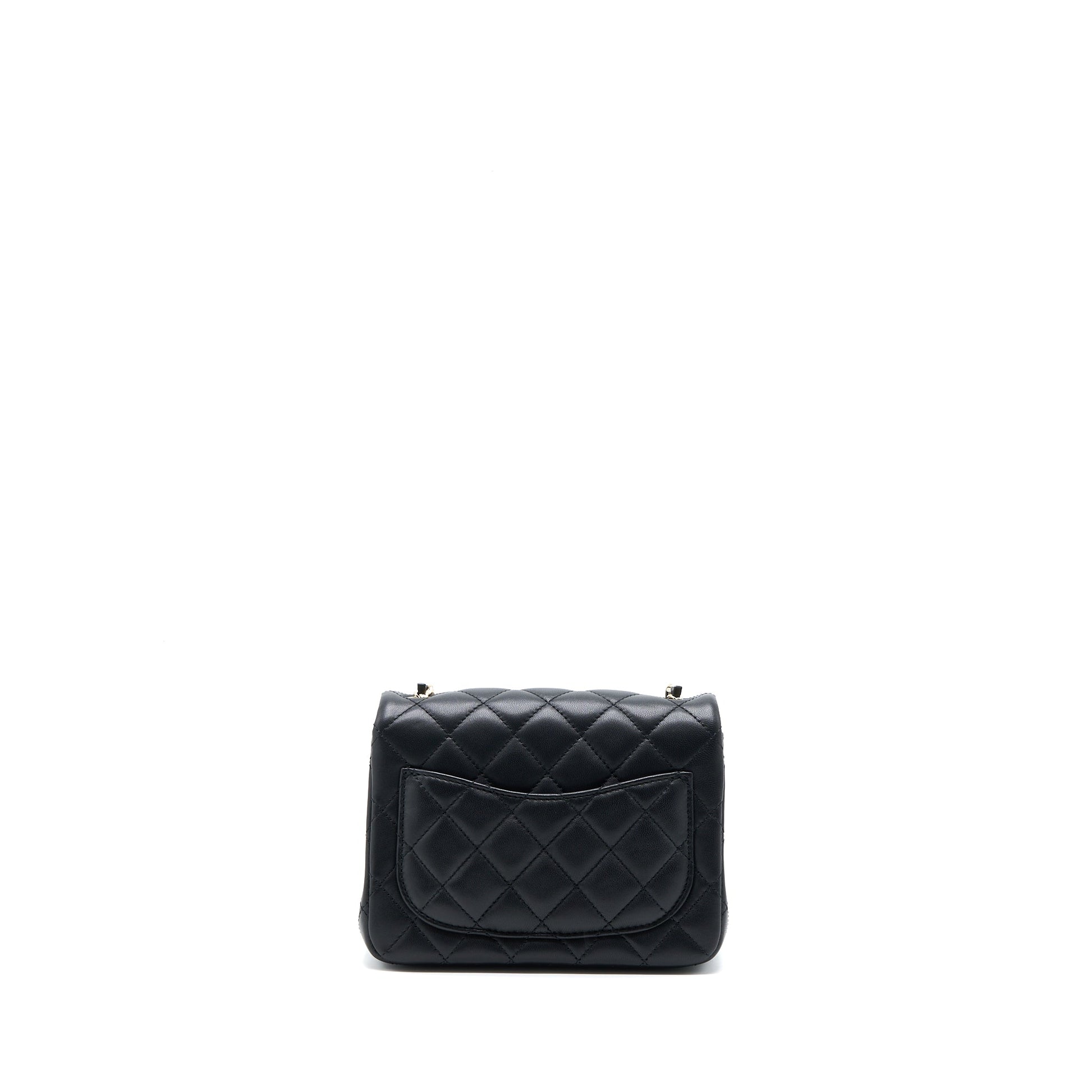 Chanel 23C Pearl Crush Square Flap Lambskin Black Shoulder Bag