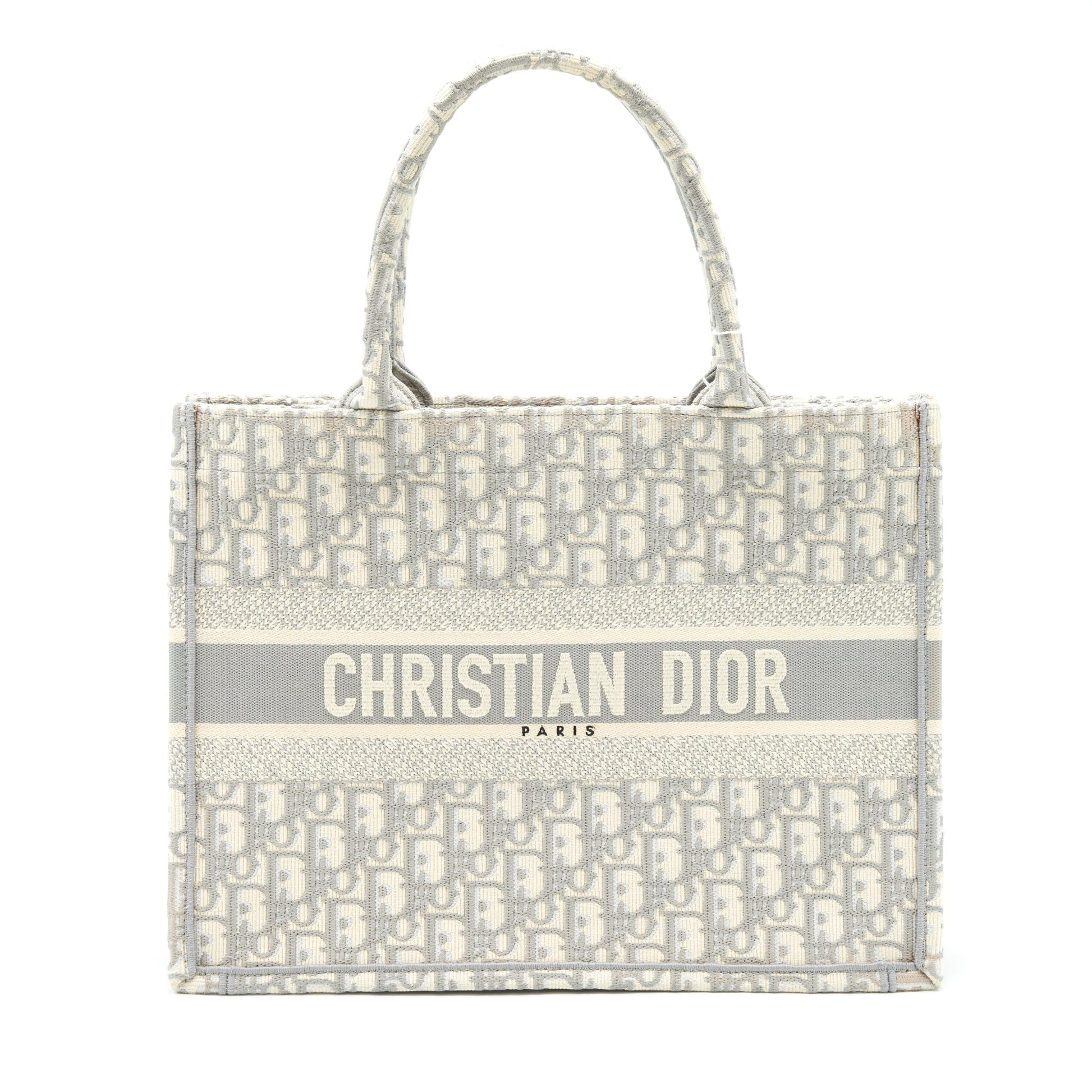 Dior Book Tote Grey Oblique Embroidery Handbag Medium Tote Bag