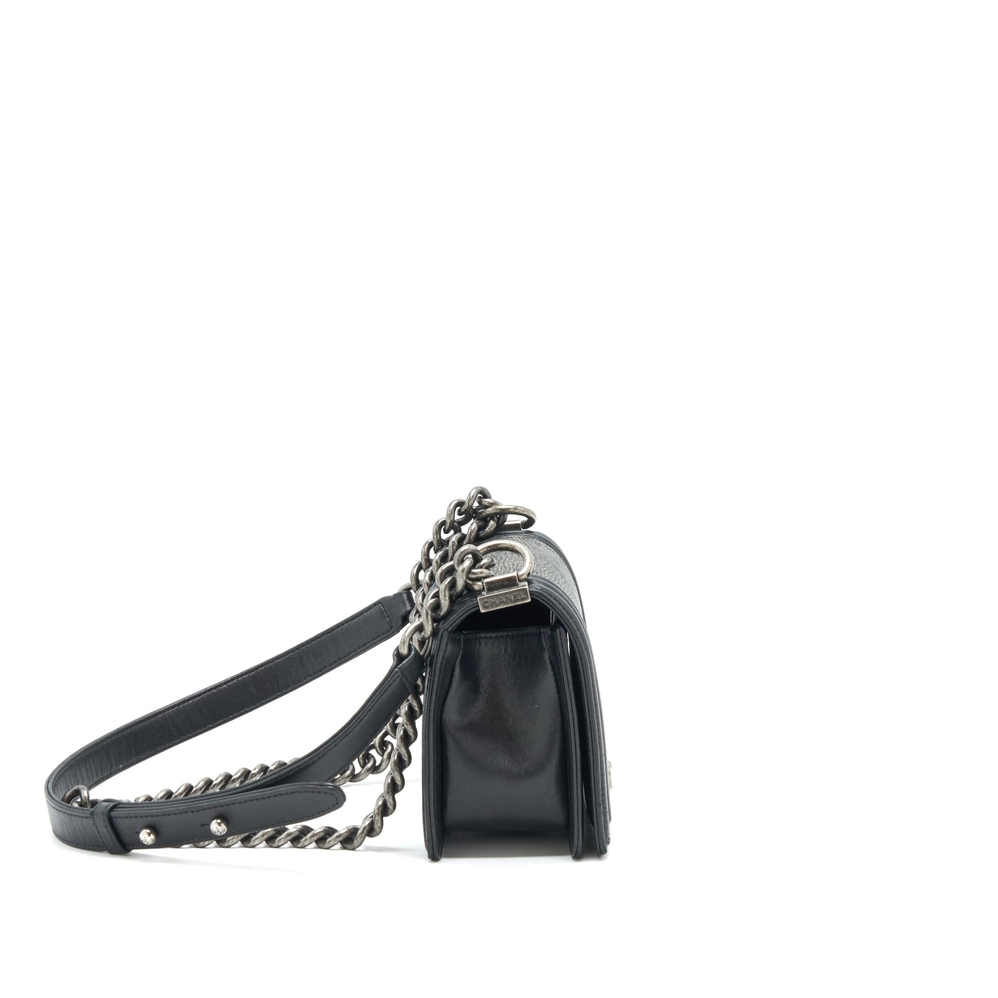 Chanel boy Lizard Calfskin ruthenium hardware Black Small Handbag